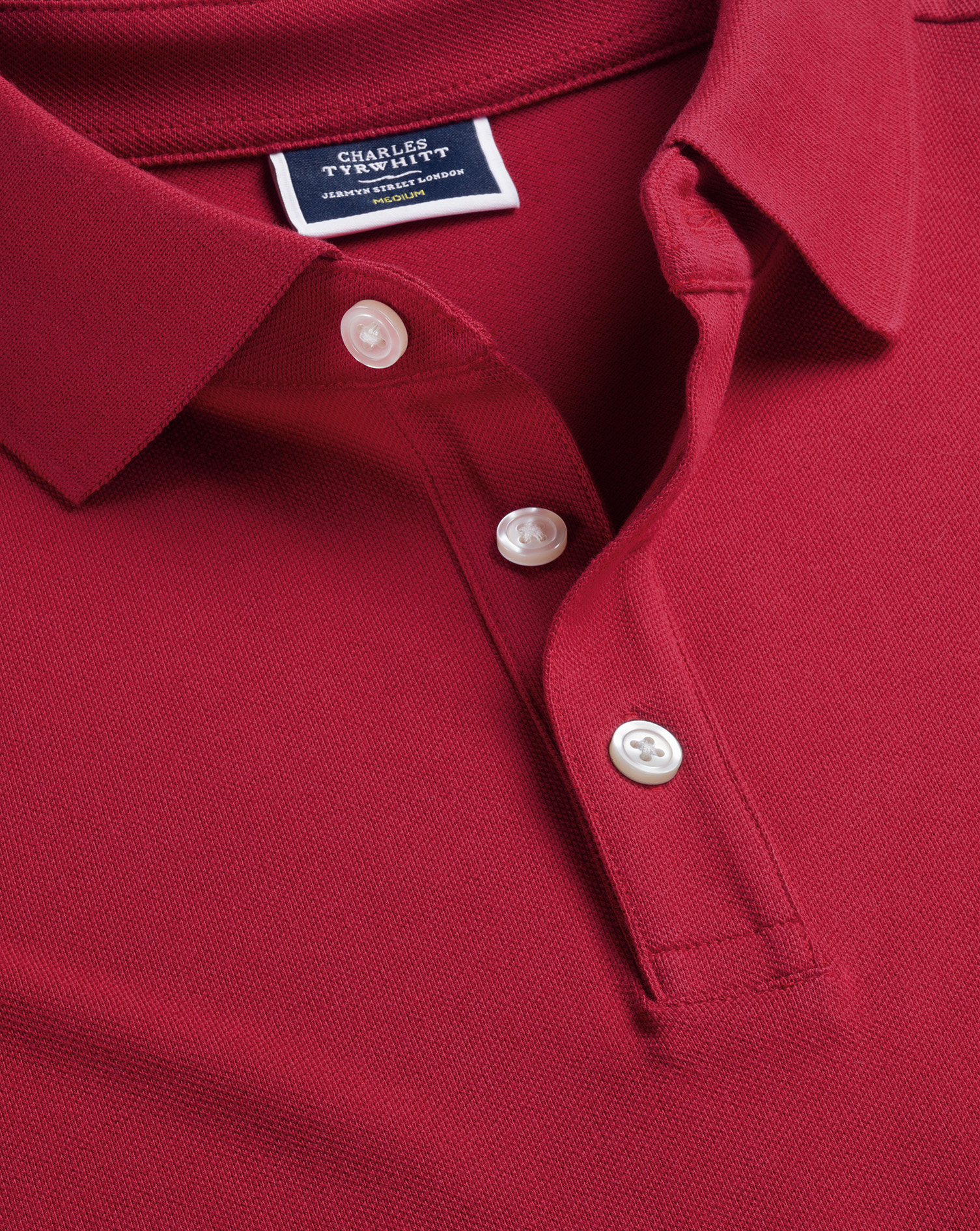 Men's Charles Tyrwhitt Pique Polo Shirt - Red Size Small Cotton
