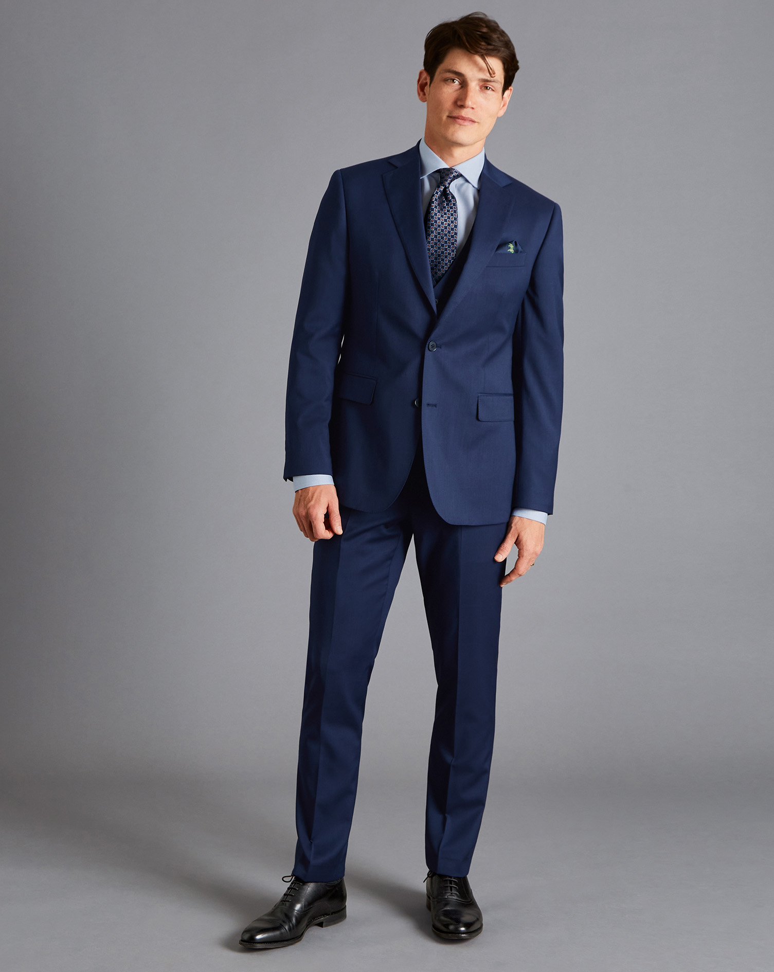 Men's Charles Tyrwhitt Twill Business Suit Jacket - Royal Blue Size 38R Wool

