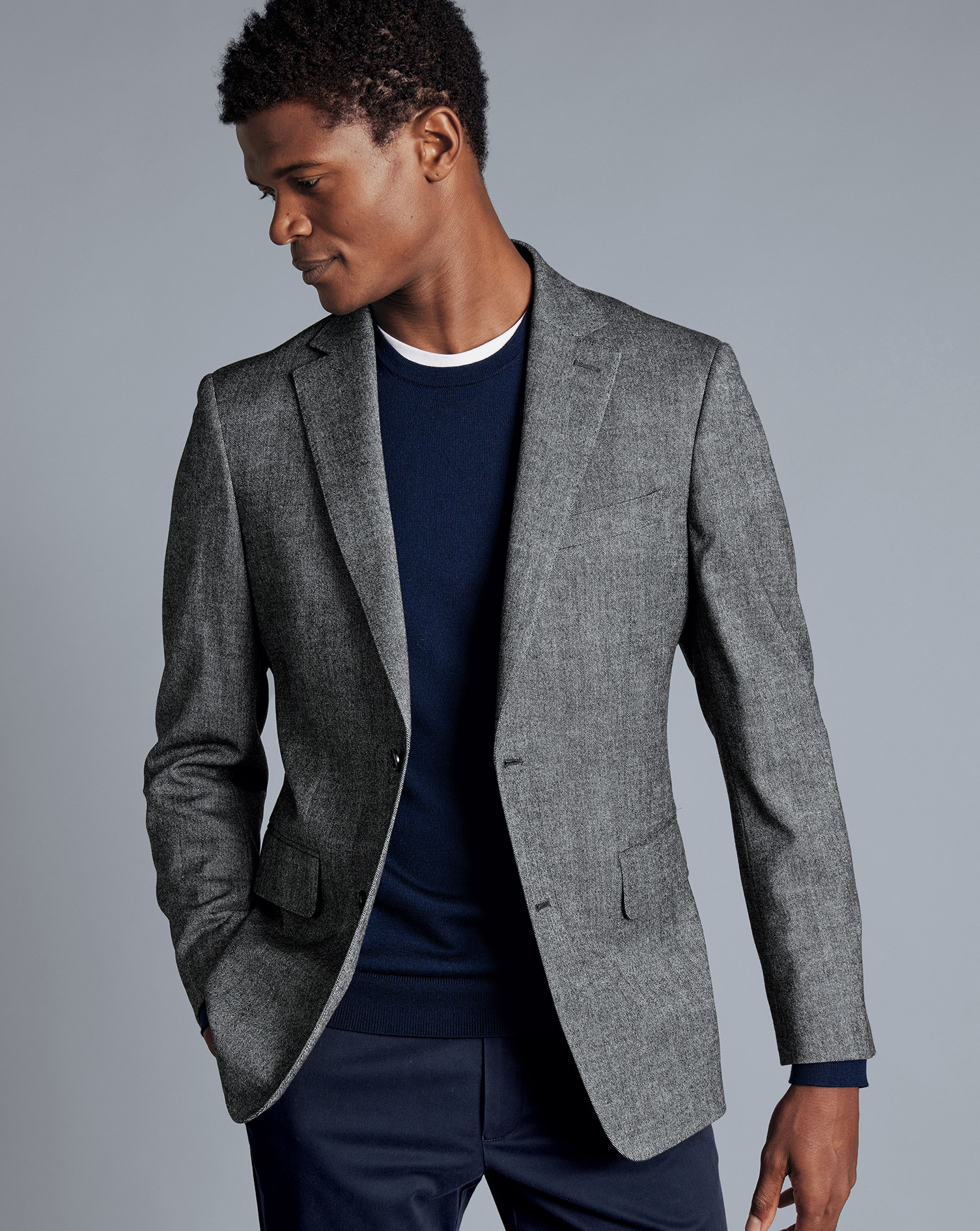 Men's Charles Tyrwhitt Texture Jacket - Grey Size 40R Wool
