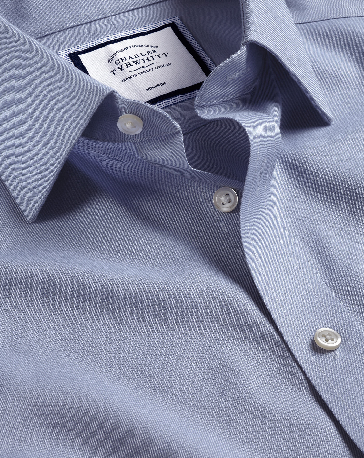 Charles Tyrwhitt Non-iron Twill Cotton Dress Shirt In Blue