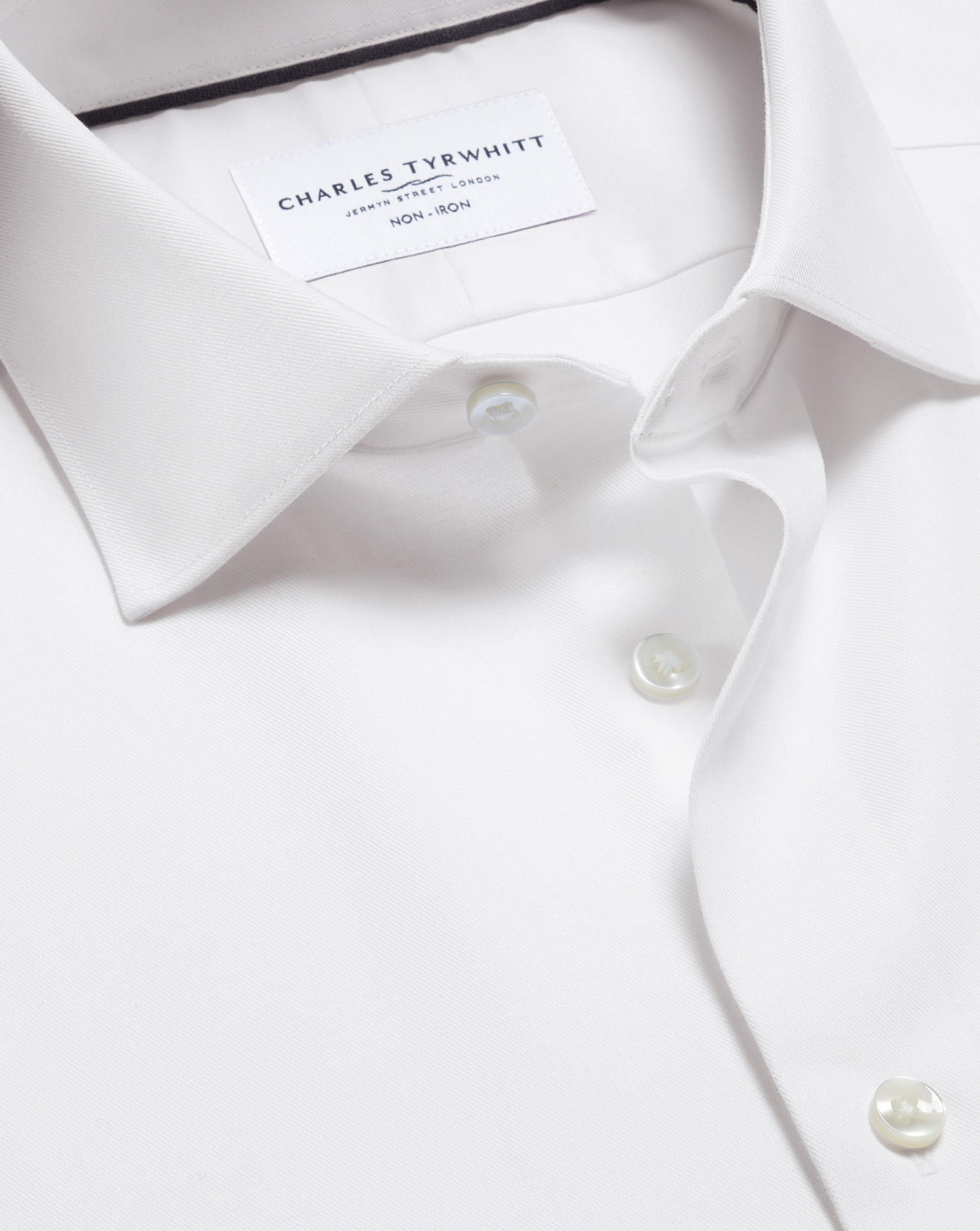 Men's Non-Iron Cotton Linen Business Shirt - White Single Cuff by Charles Tyrwhitt