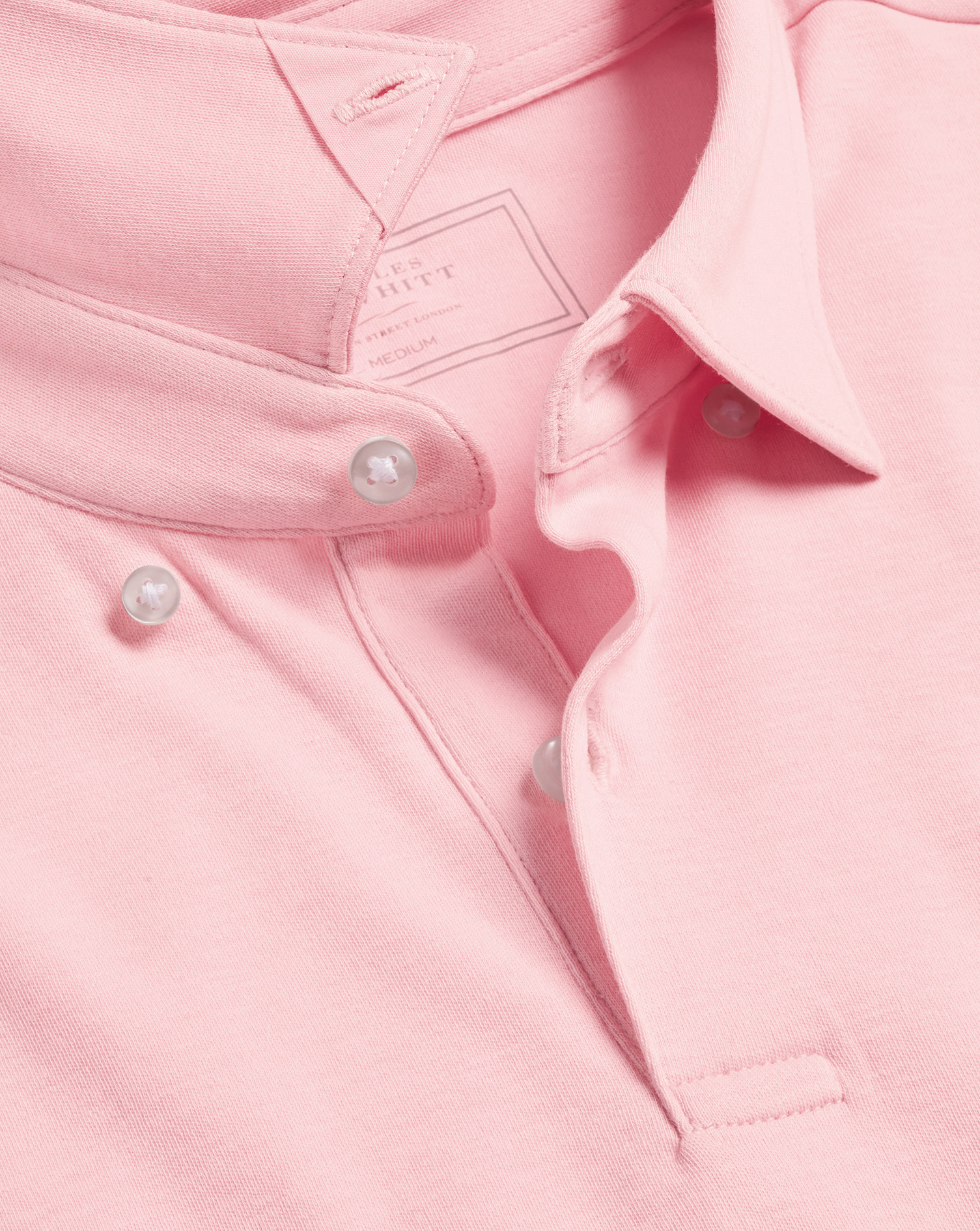 Men's Charles Tyrwhitt Combed Polo Shirt - Light Pink Size XXXL Cotton

