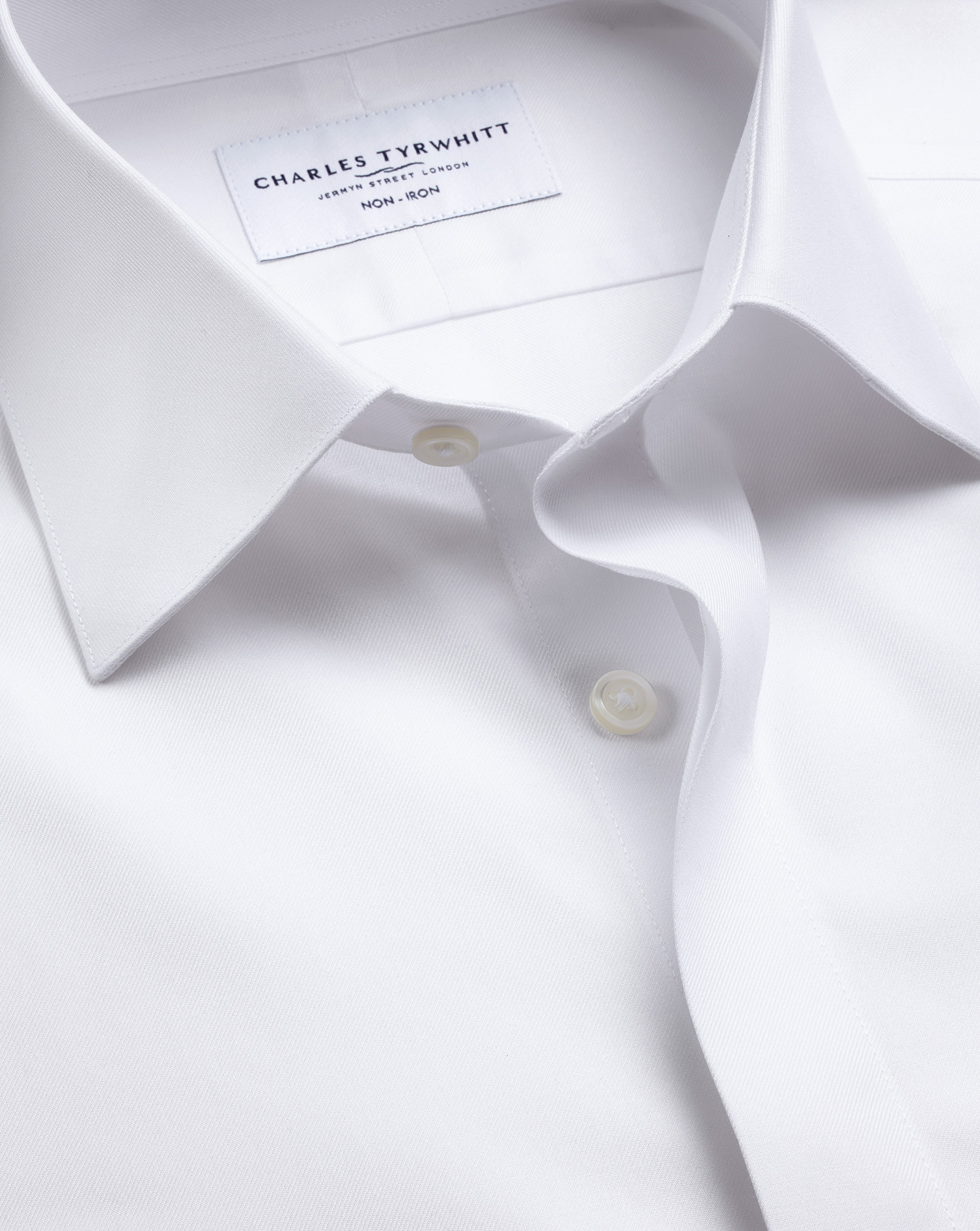 Men's Charles Tyrwhitt Non-Iron Twill Evening Dress Shirt - White French Cuff Size 16.5/36 Cotton