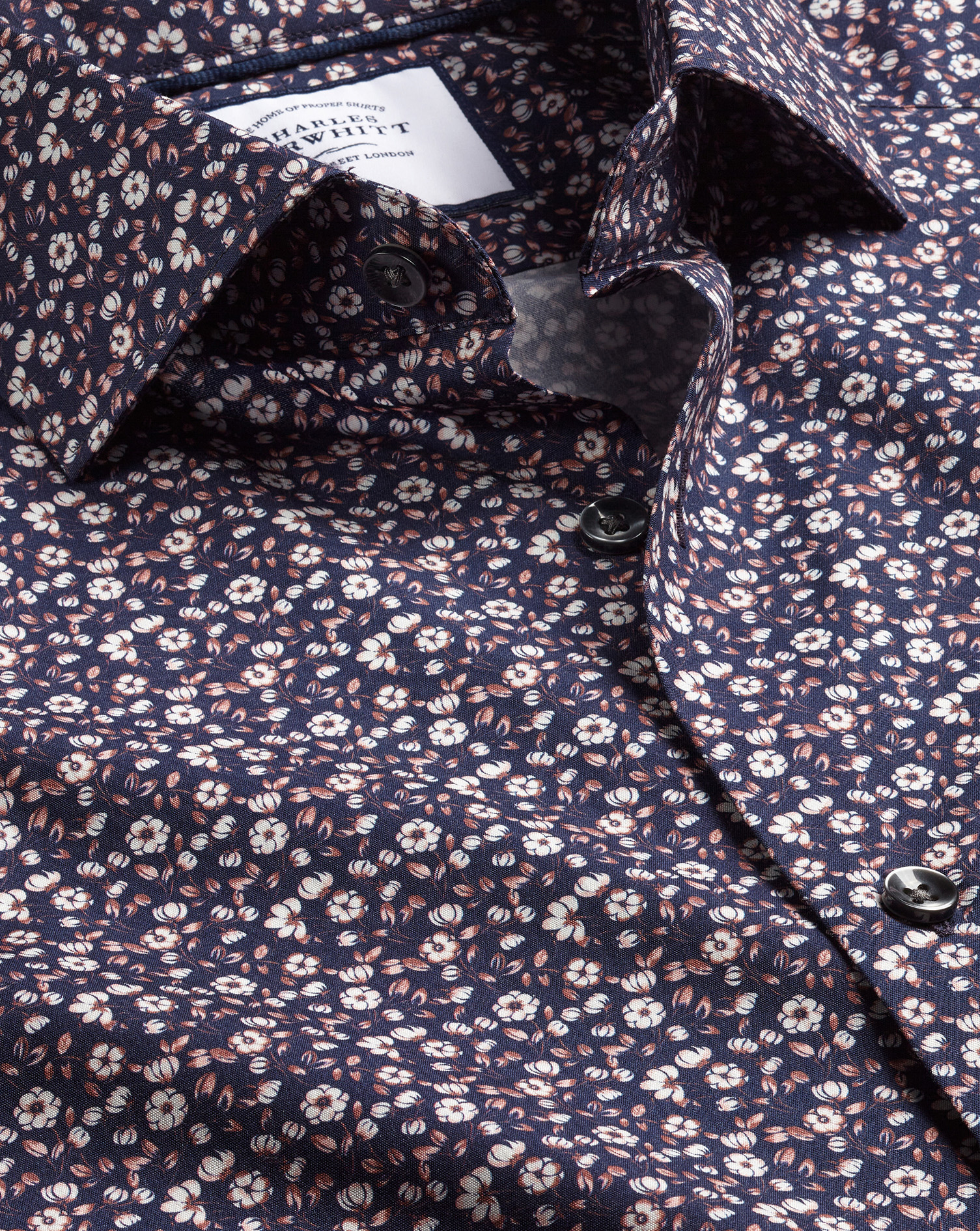 Men's Charles Tyrwhitt Made With Liberty Fabric Floral Print Semi-Cutaway Collar Shirt - Pink Single