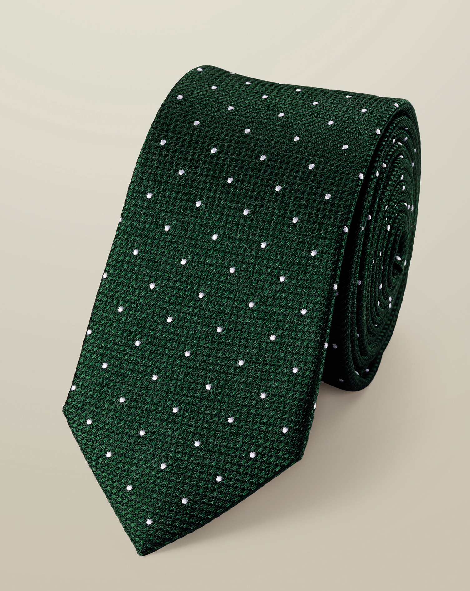 Men's Silk Spot Slim Tie â Dark Green & Grey by Charles Tyrwhitt