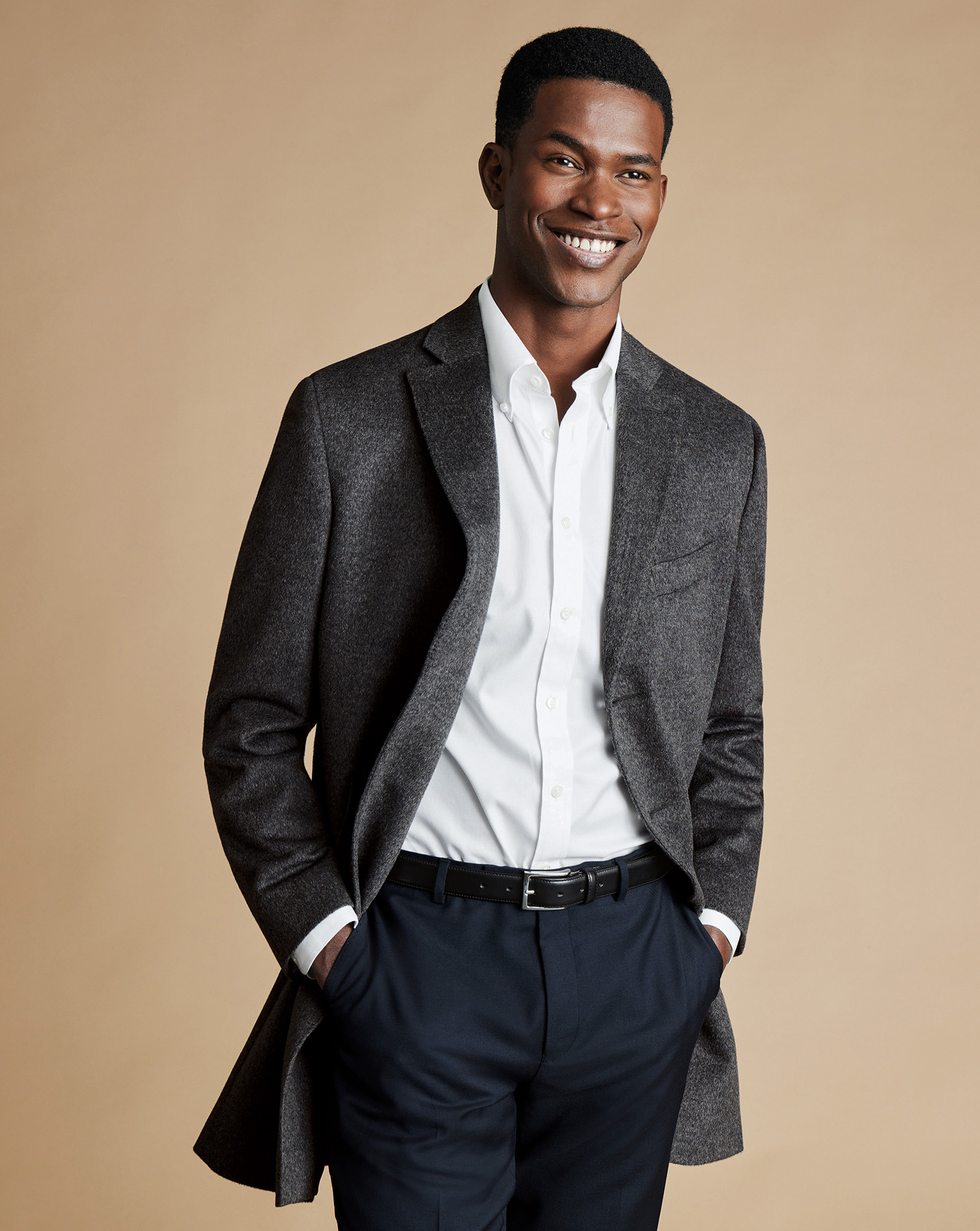 Charles Tyrwhitt Wool Overwool Coat In Grey