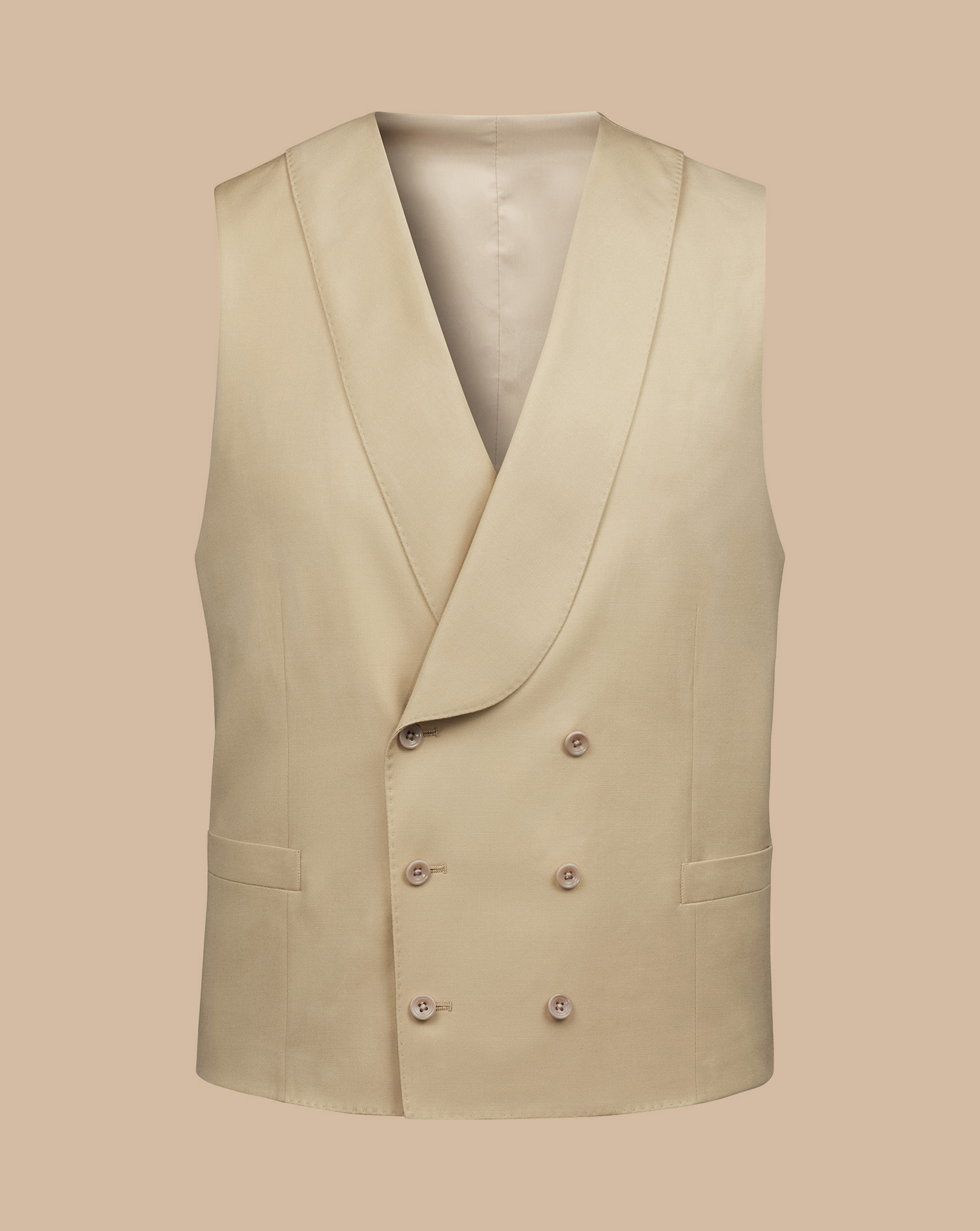 Men's Charles Tyrwhitt Morning Suit Waistcoat - Sand Neutral Size w44 Wool
