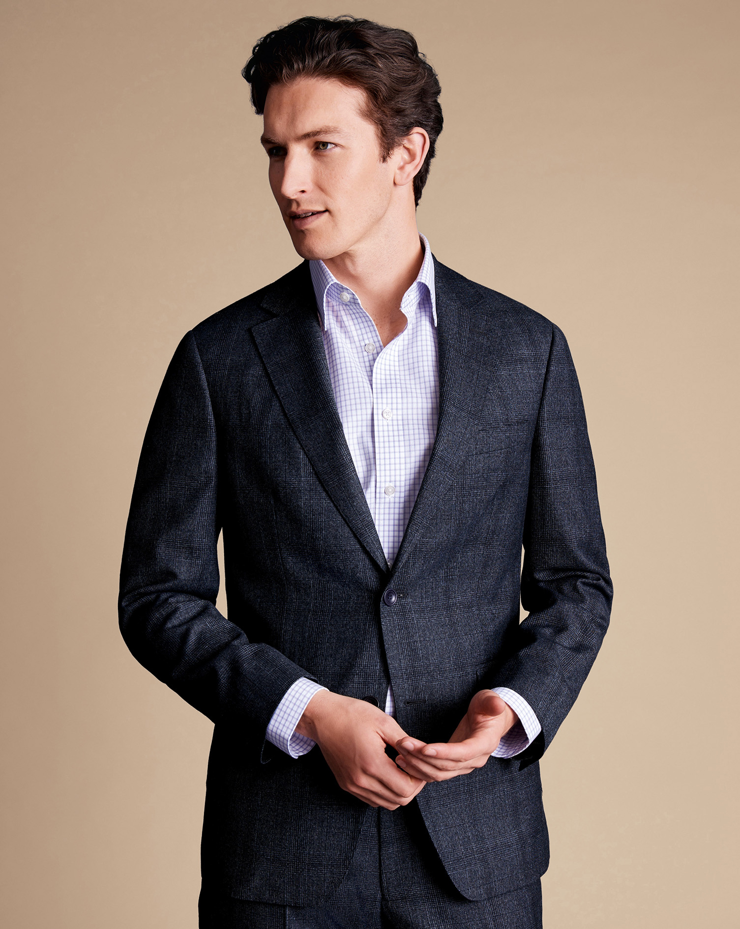 Men's Charles Tyrwhitt Checkered Suit na Jacket - Denim Blue Size 42L Wool
