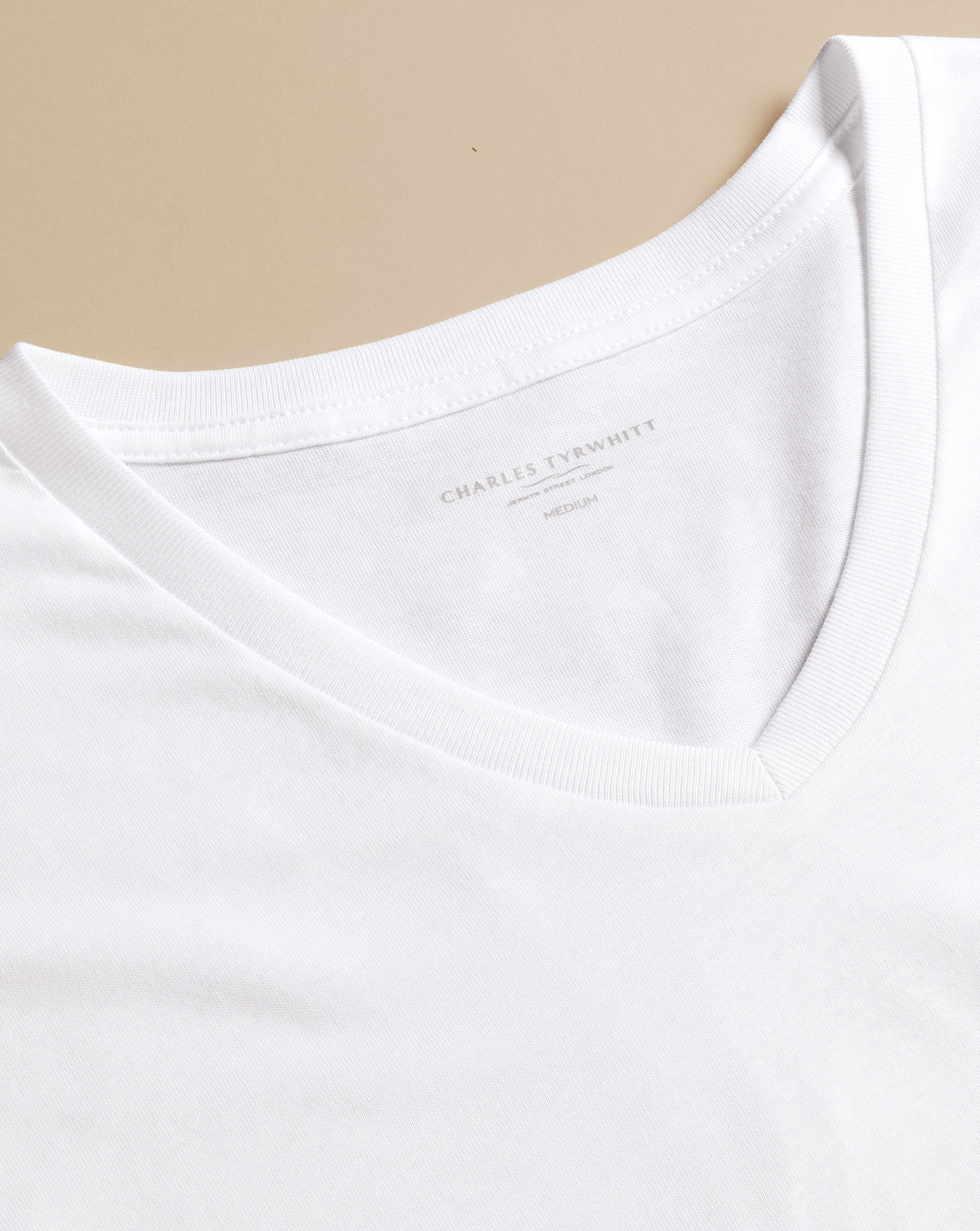 Men's Charles Tyrwhitt 2 Pack V-Neck T-Shirt - White Size Medium Cotton
