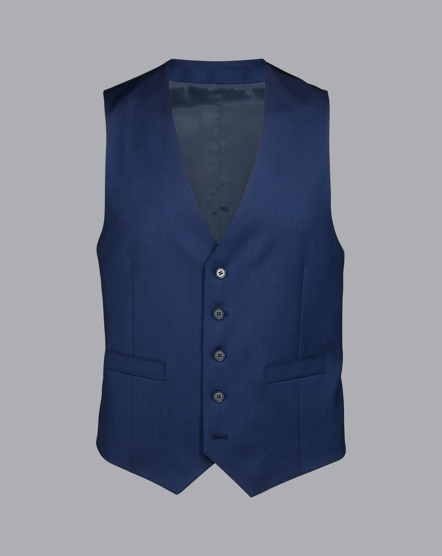 Men's Charles Tyrwhitt Twill Business Suit Waistcoat - Royal Blue Size w42 Wool
