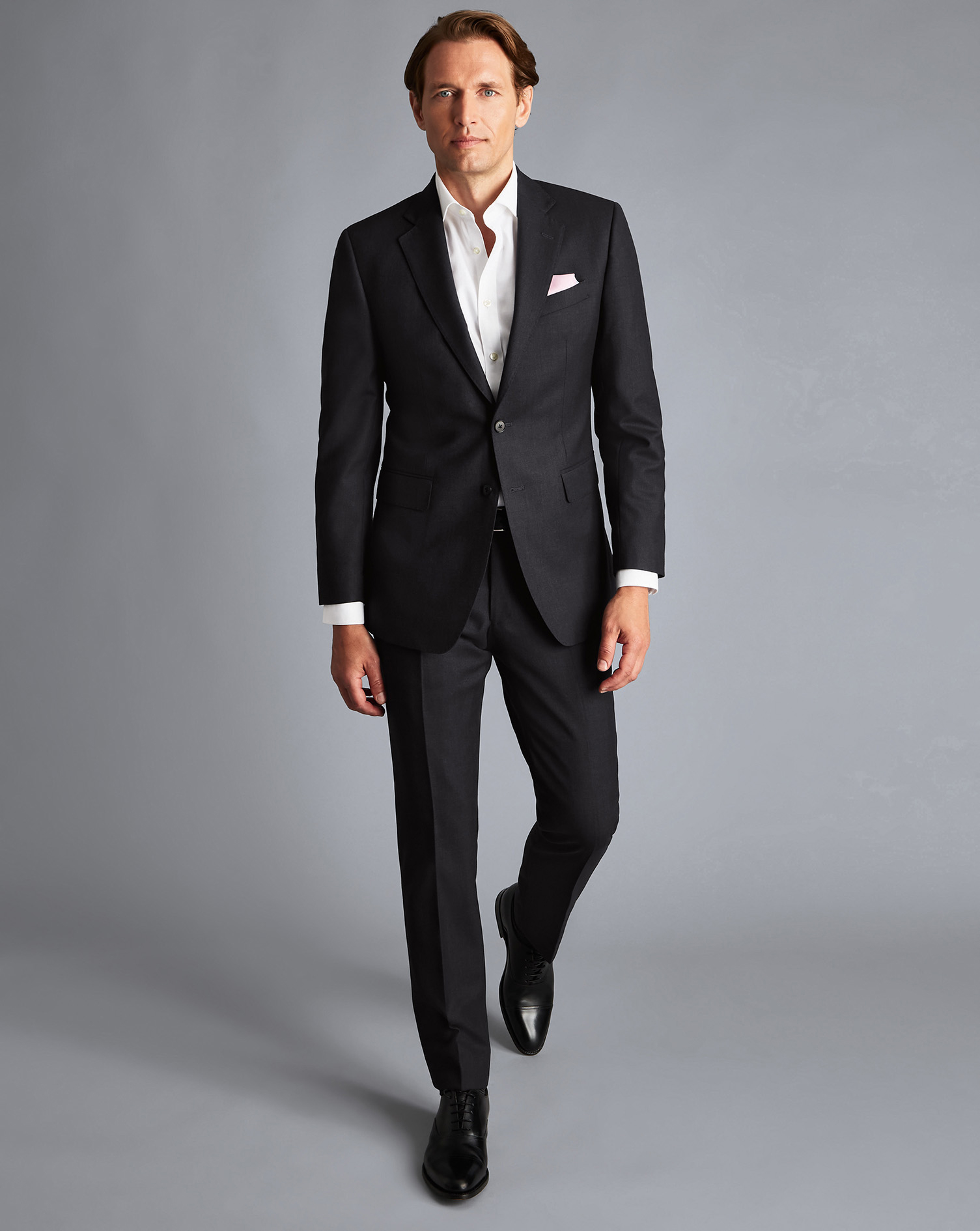 Birdseye Travel Suit Wool Jacket - Charcoal Grey Size 42R