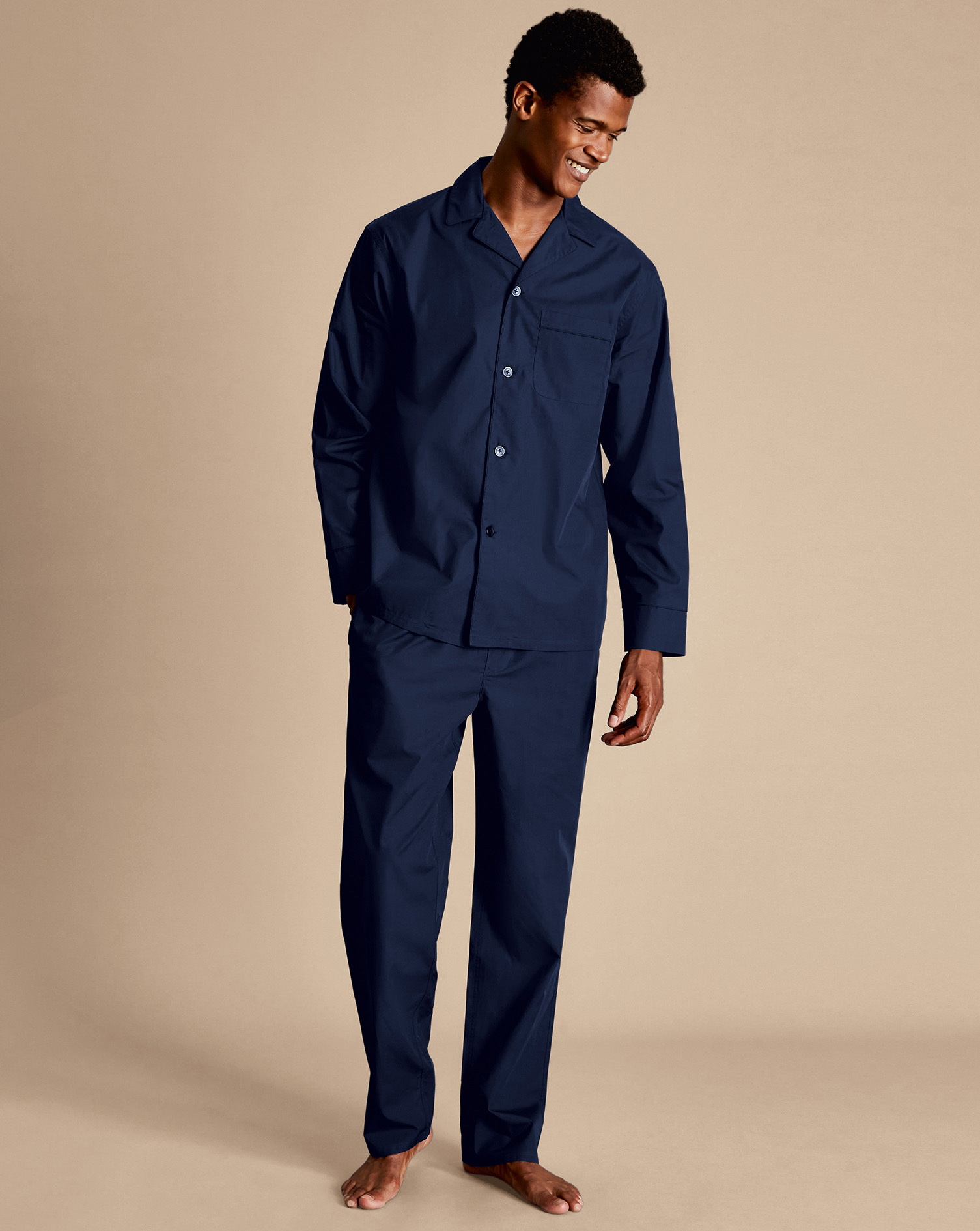 Men's Charles Tyrwhitt Pyjama Set - Petrol Blue Size Large Cotton
