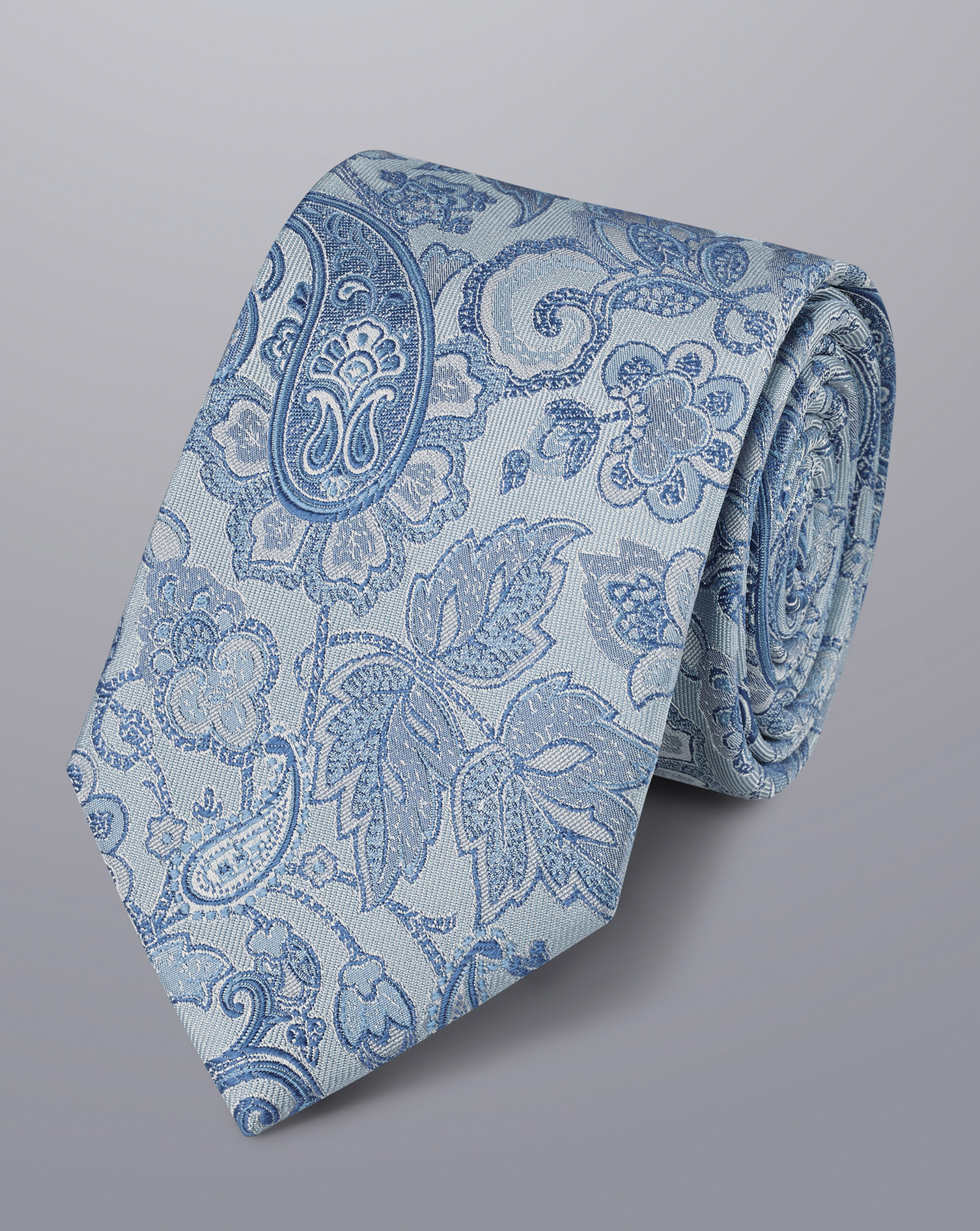 Men's Charles Tyrwhitt Paisley Tie - Light Blue Silk
