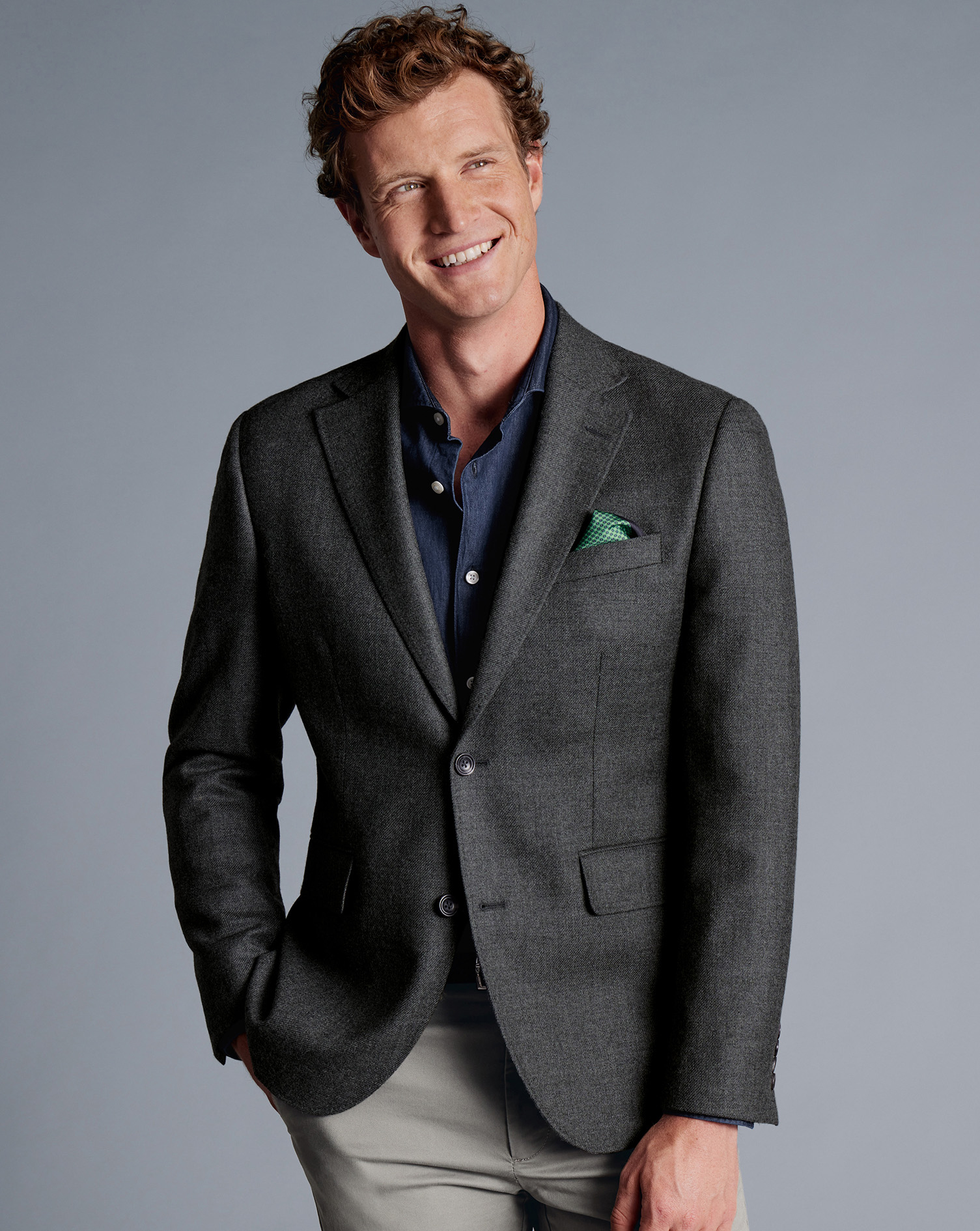 Men's Charles Tyrwhitt Texture na Jacket - Grey Size 38R Wool
