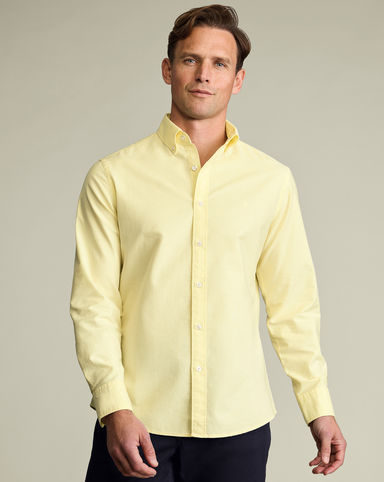 Button-Down Stretch Washed Oxford Shirt – Lemon Yellow | Charles