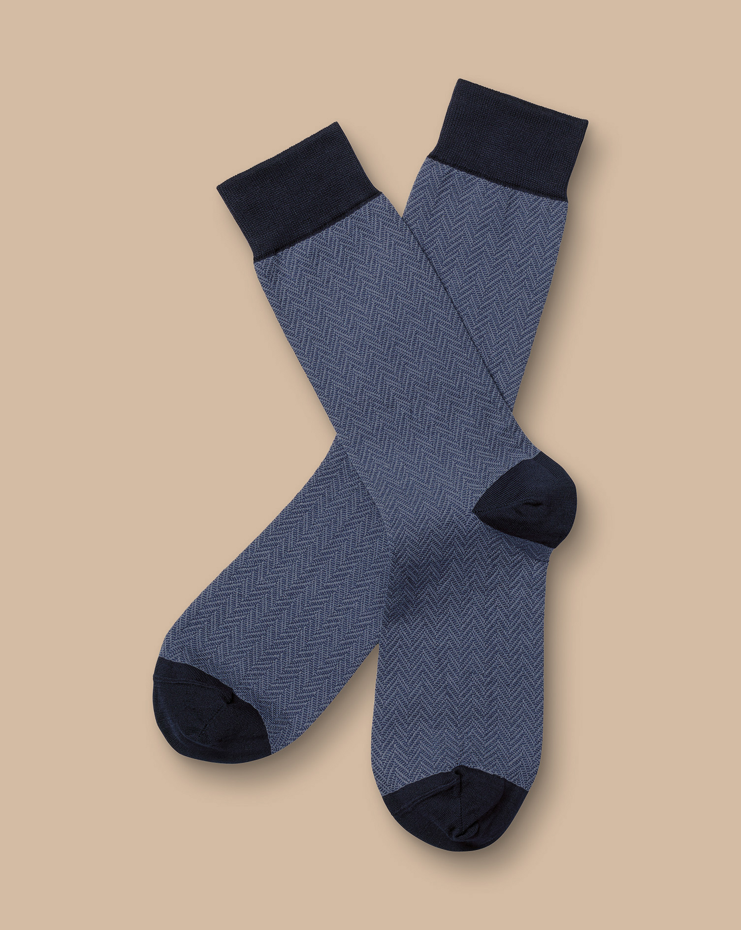 Men's Charles Tyrwhitt Chevron Socks - Steel Blue Size 6-10 Cotton
