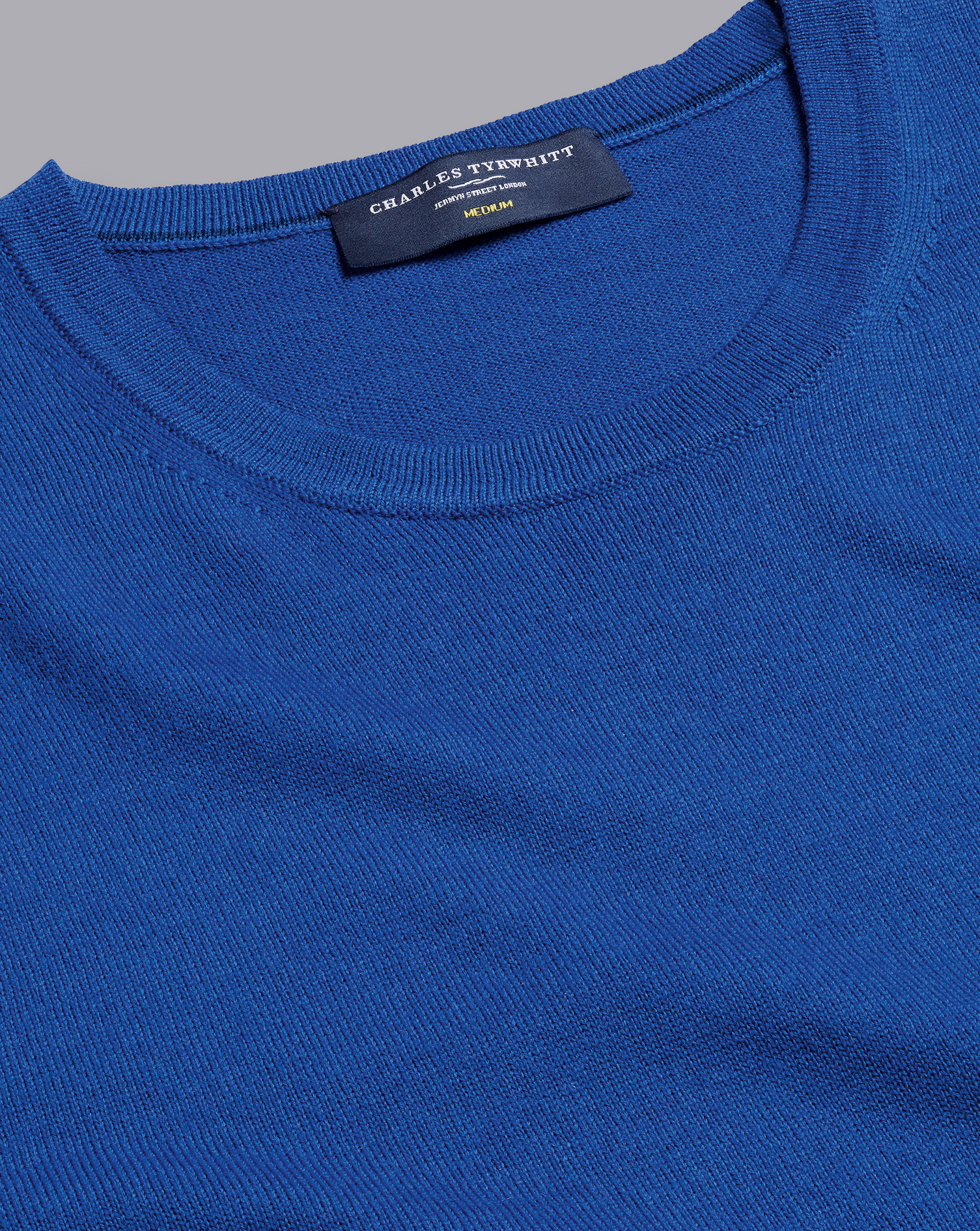 Semi-Spread Collar Egyptian Cotton Twill Small Grid Check Shirt - Ocean Blue  | Charles Tyrwhitt