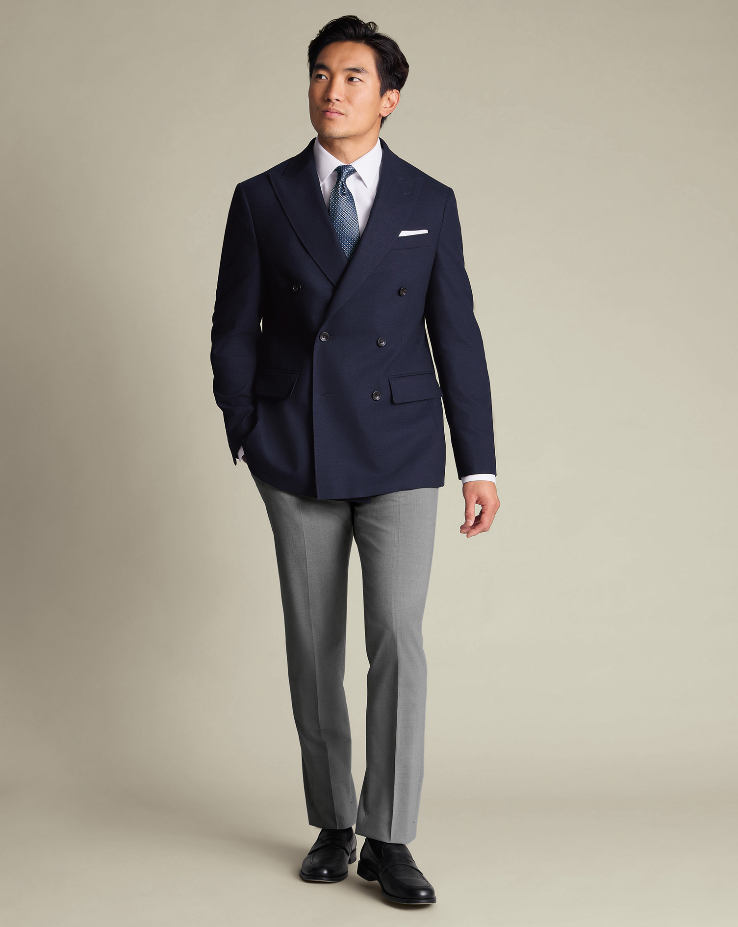Men's Charles Tyrwhitt Double Breasted Proper Blazer - Navy Blue Size 40S Wool