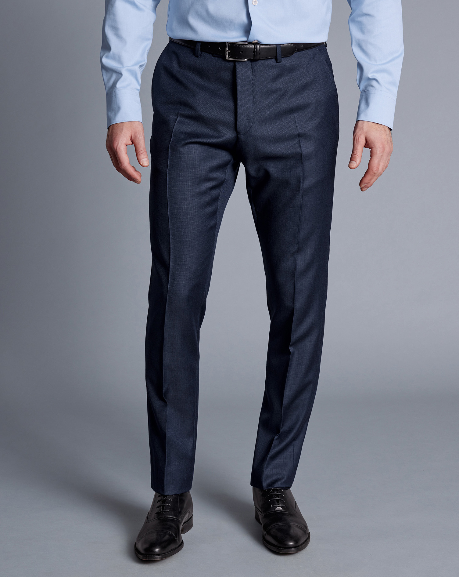 Men's Charles Tyrwhitt Italian Luxury Textured Suit Trousers - Ink Blue Size 30/38 Wool
