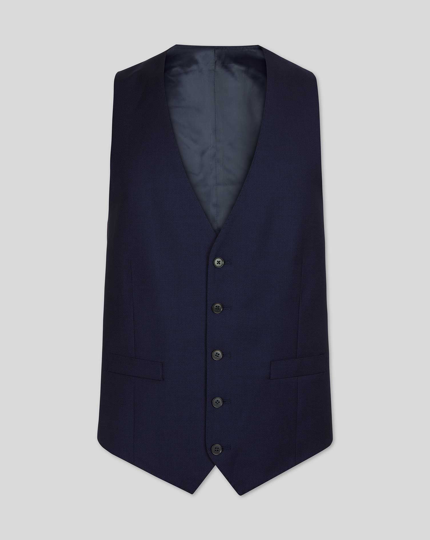 Men's Charles Tyrwhitt Birdseye Travel Suit Waistcoat - Ink Blue Size w42 Wool
