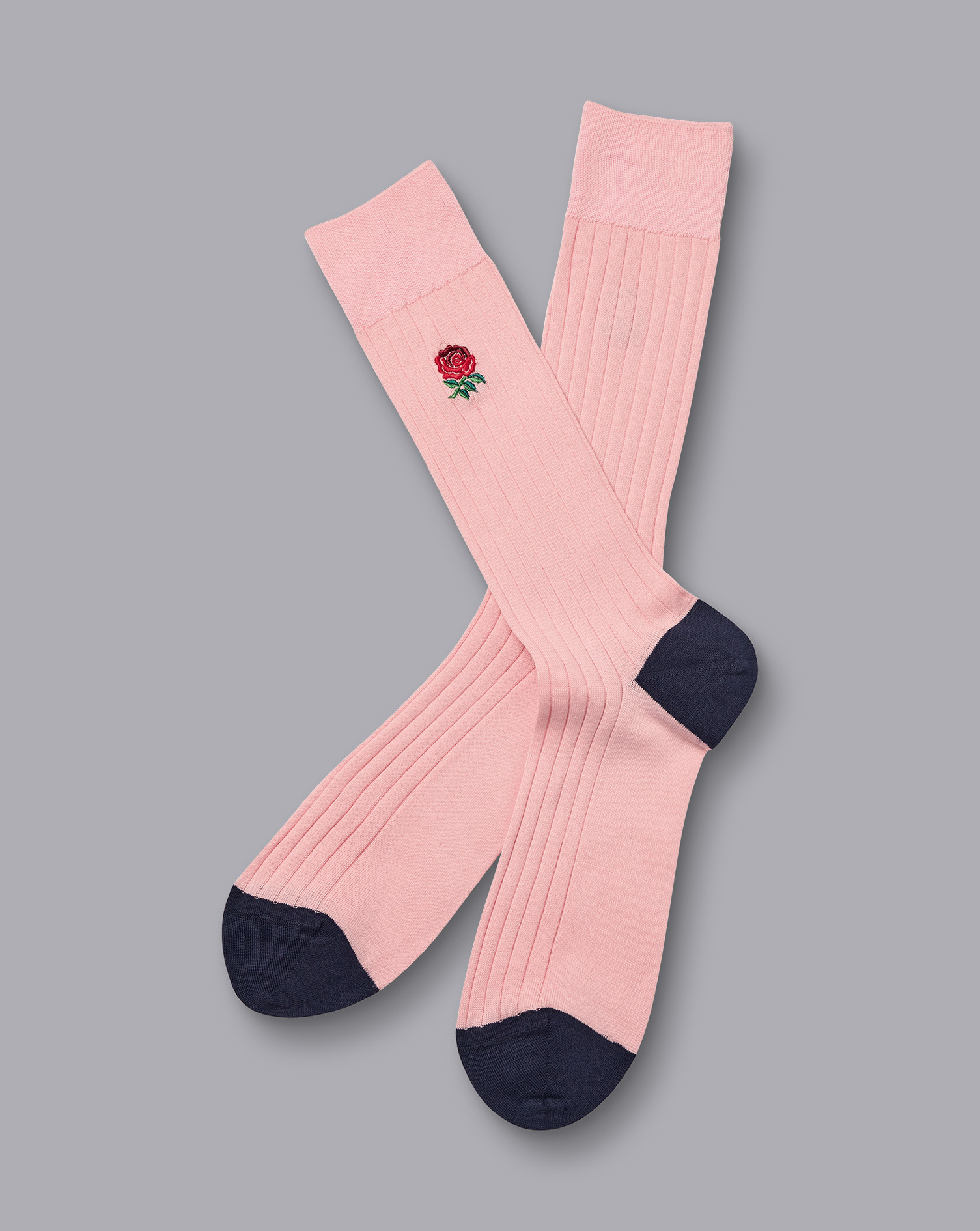 Chaussettes Côtelées En Coton England Rugby - Rose Pâle en par - Charles Tyrwhitt - Modalova