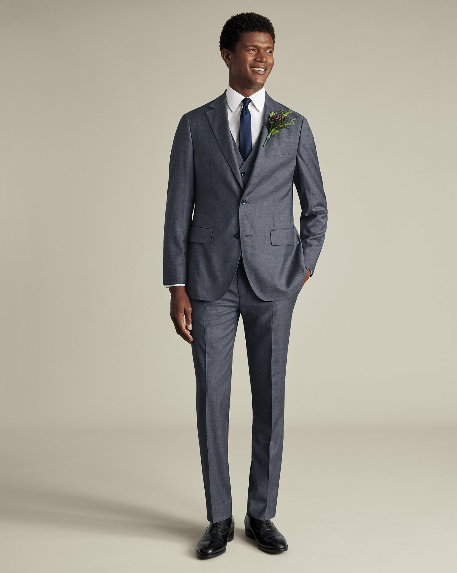 Natural Stretch Twill Suit - Airforce Blue | Charles Tyrwhitt US