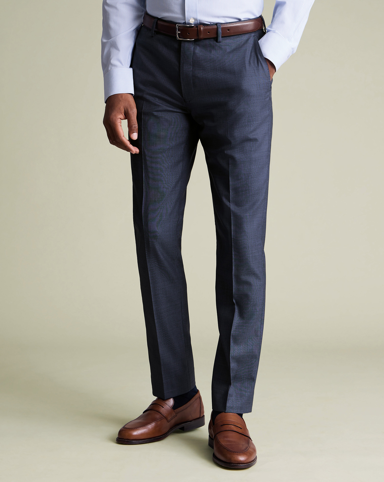 Charles Tyrwhitt Men's Ultimate Performance Sharkskin Suit Trousers In Blue