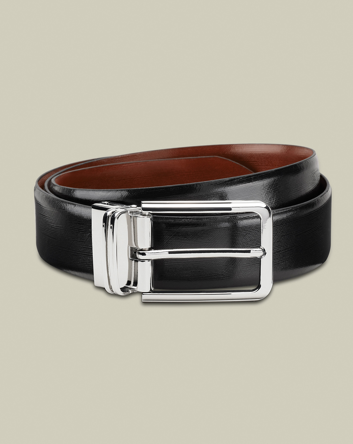 Men's Charles Tyrwhitt Reversible Belt - Black & Chestnut Brown Size 40 Leather
