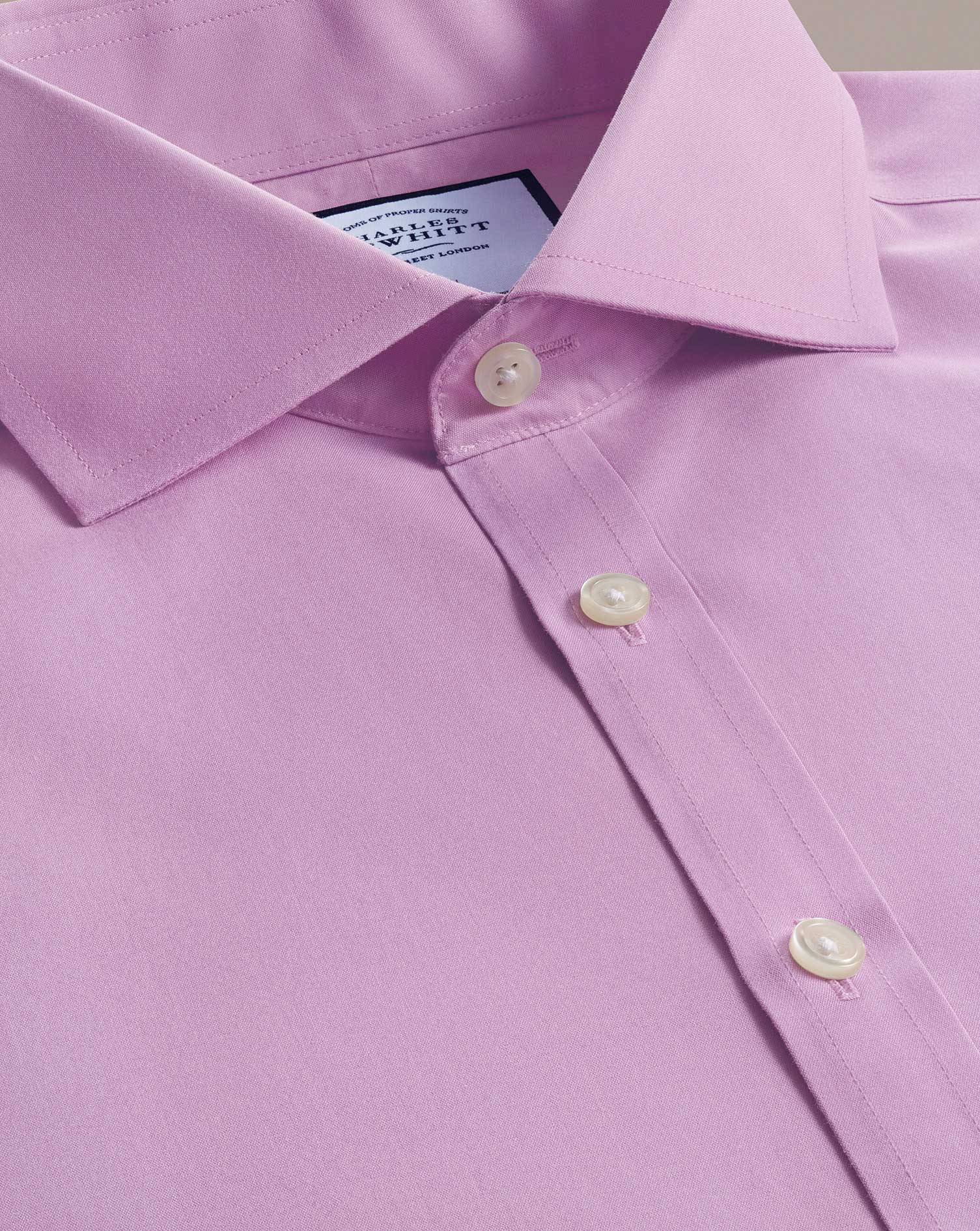 non-iron poplin cutaway collar cotton formal shirt - violet single cuff size 14.5/32 by charles tyrwhitt