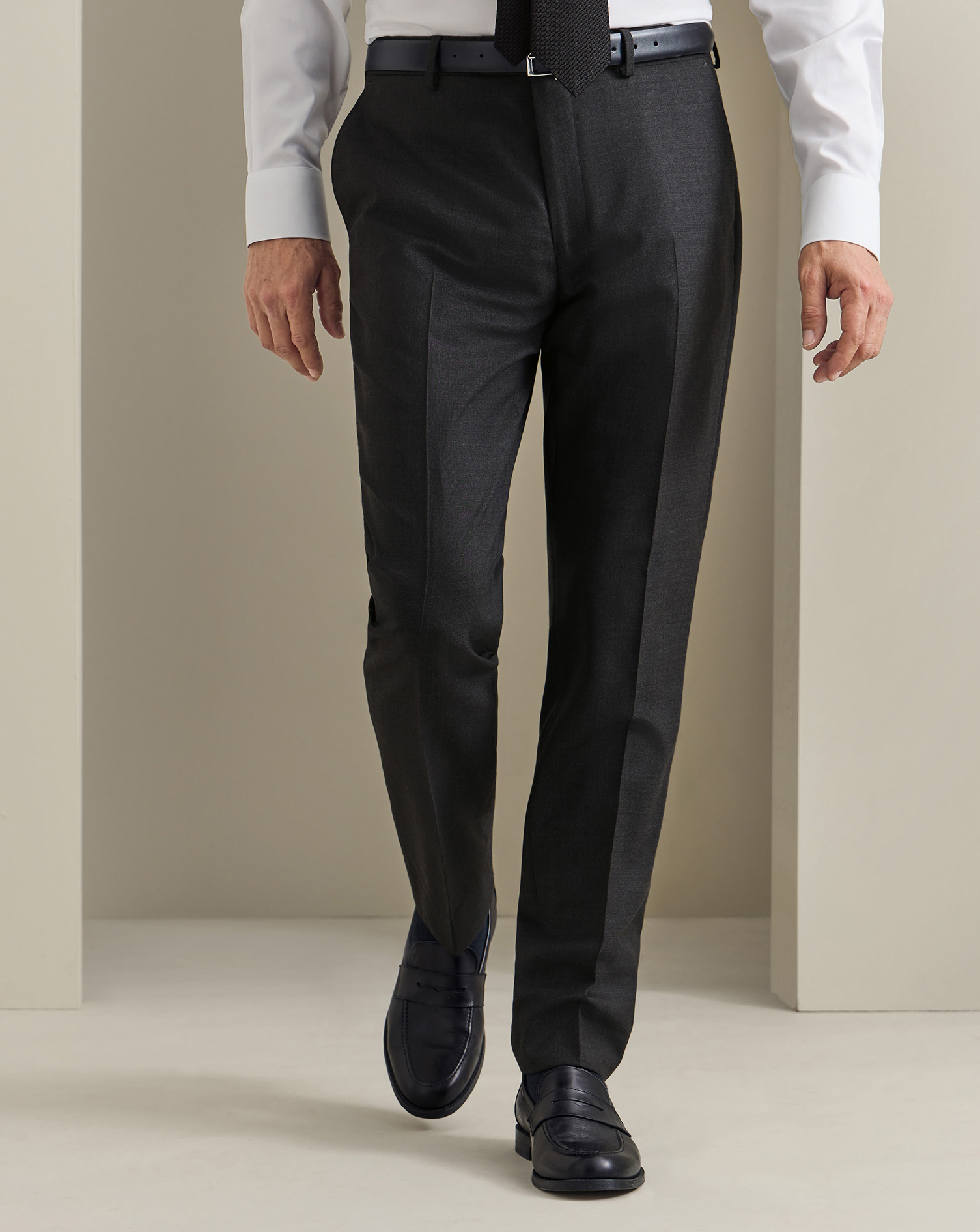 Men's Ultimate Performance Suit Trousers - Charcoal Black Grey, 36/32 by Charles Tyrwhitt