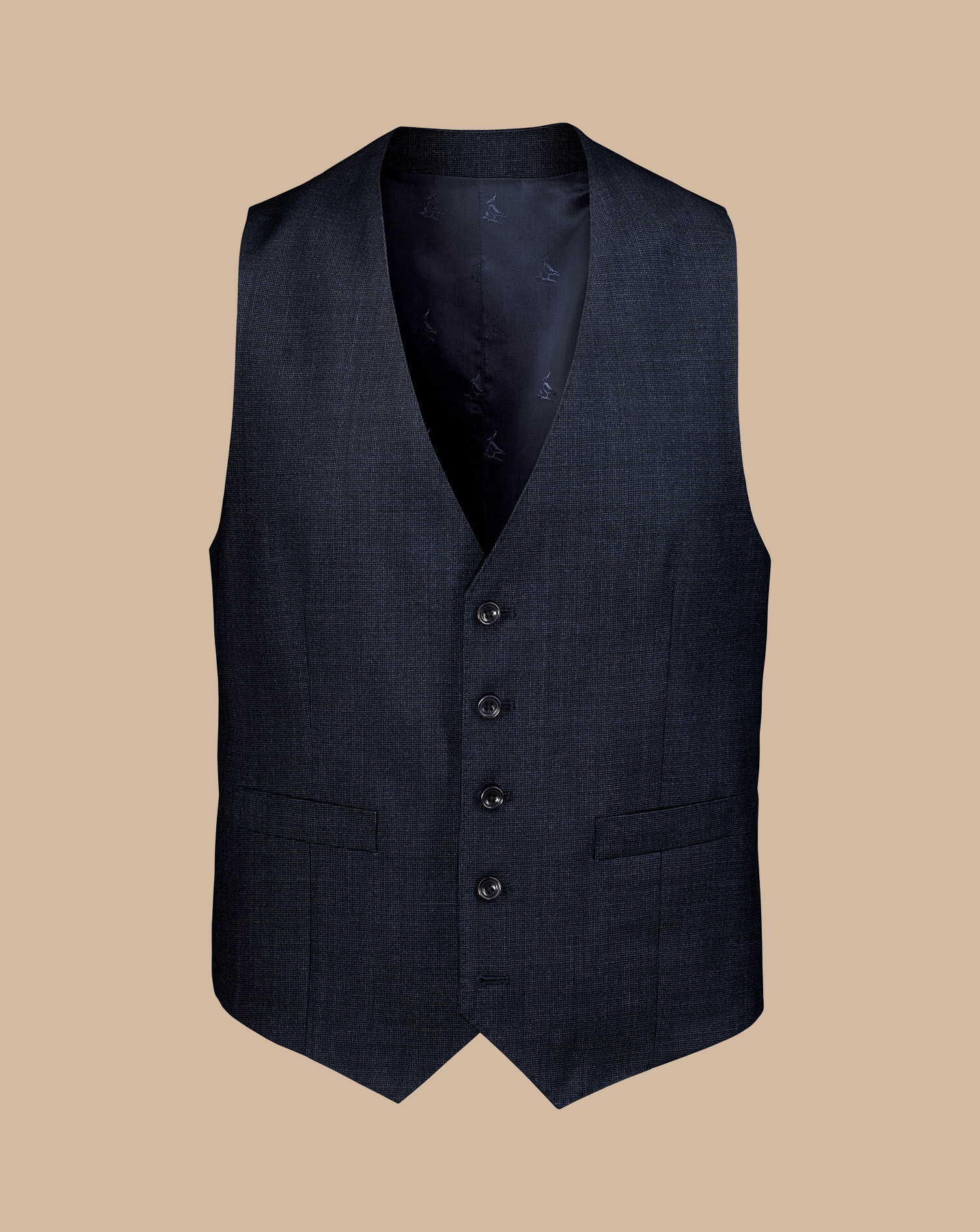 Men's Charles Tyrwhitt Ultimate Performance End-On-End Suit Waistcoat - Navy Blue Size w36 Wool
