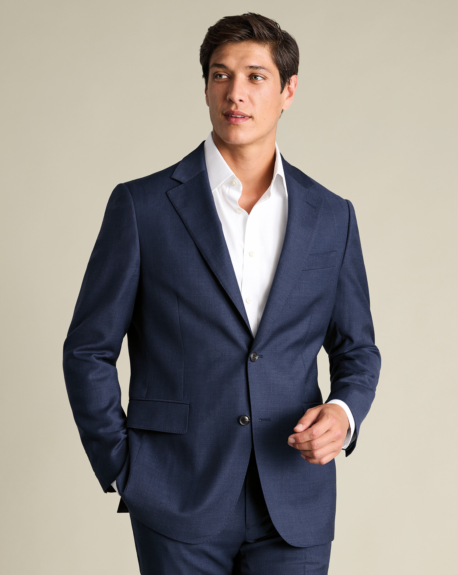 Men's Charles Tyrwhitt Natural Stretch Twill Suit na Jacket â Indigo Blue Size 42S Wool