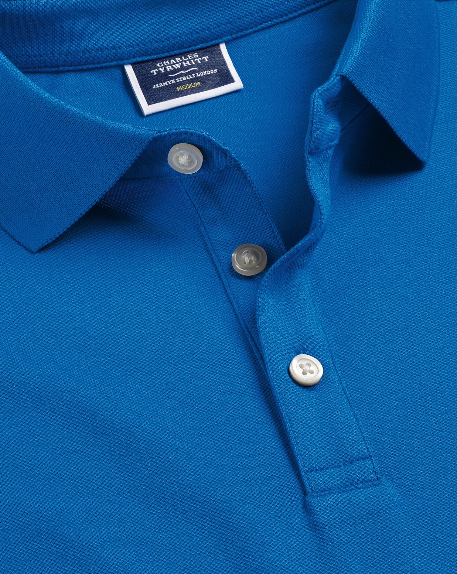 Men's Charles Tyrwhitt Pique Polo Shirt - Cobalt Blue Size Small Cotton
