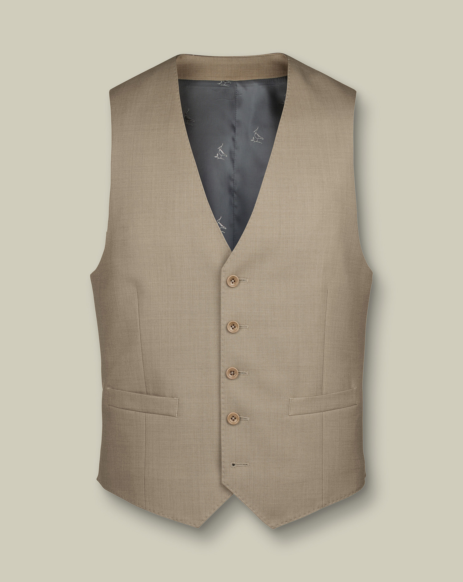 Men's Ultimate Performance Sharkskin Waistcoat â Taupe Grey, w44 by Charles Tyrwhitt