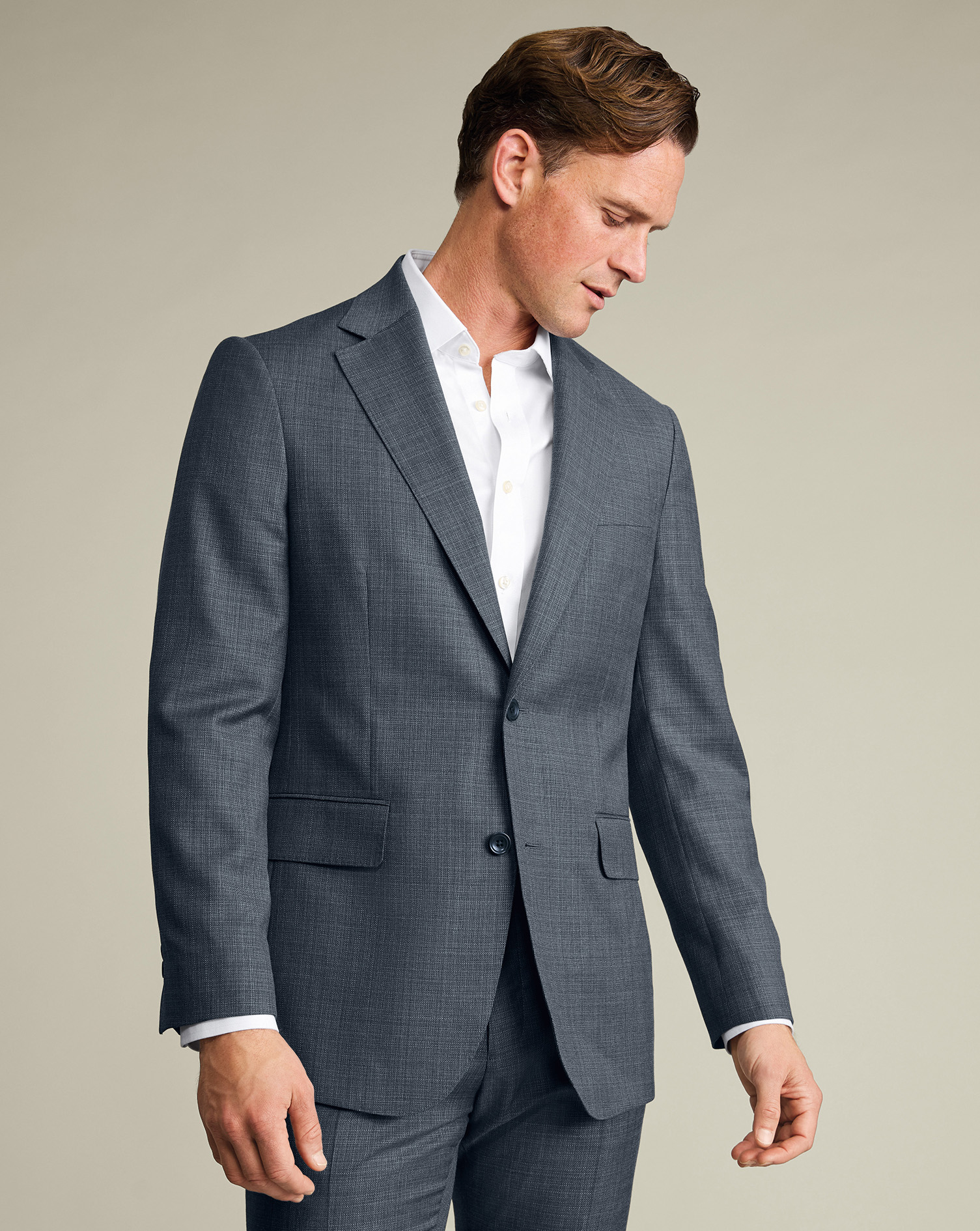 Men's Charles Tyrwhitt Italian Luxury Suit na Jacket â Graphite Grey Size 36R Wool