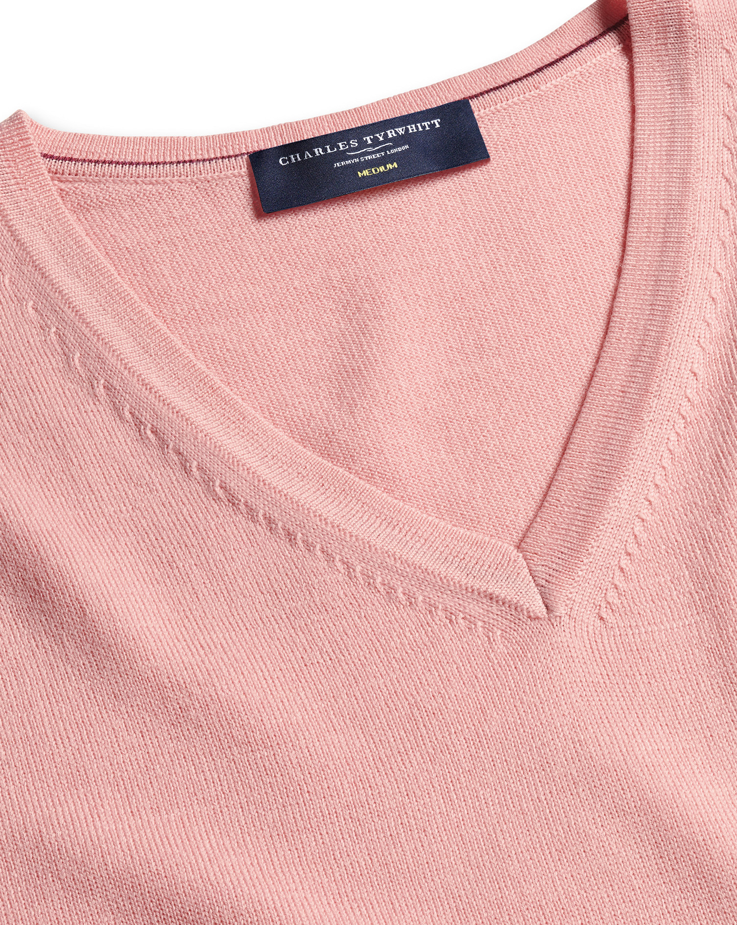 Charles Tyrwhitt Pure Merino V Neck Wool Sweater In Pink