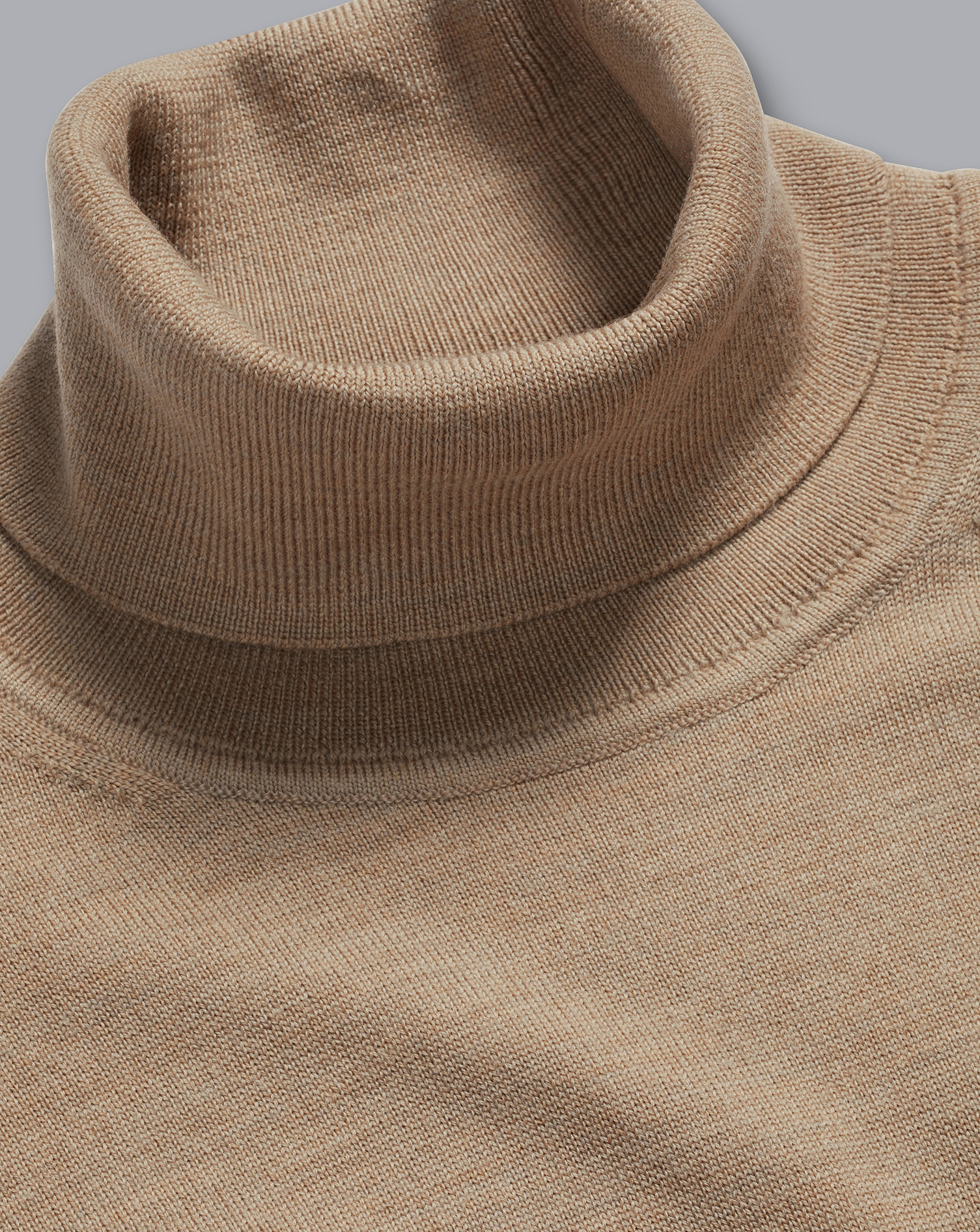 Charles Tyrwhitt Men's  Merino Roll Neck Sweater In Neutral