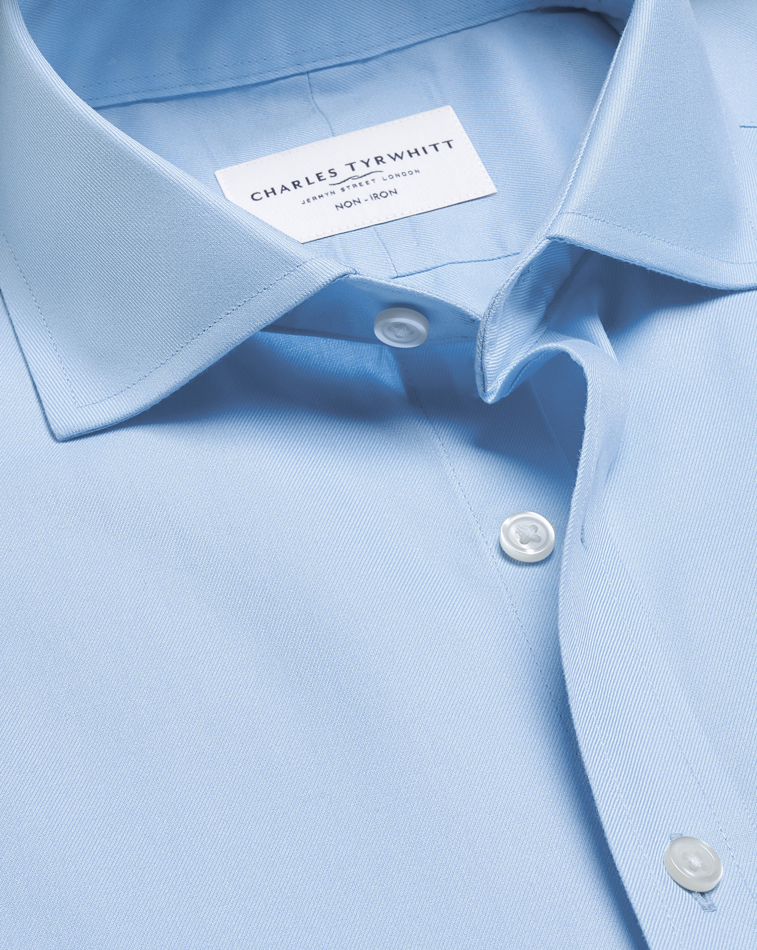 Non-Iron Twill Shirt - Sky Blue | Charles Tyrwhitt US
