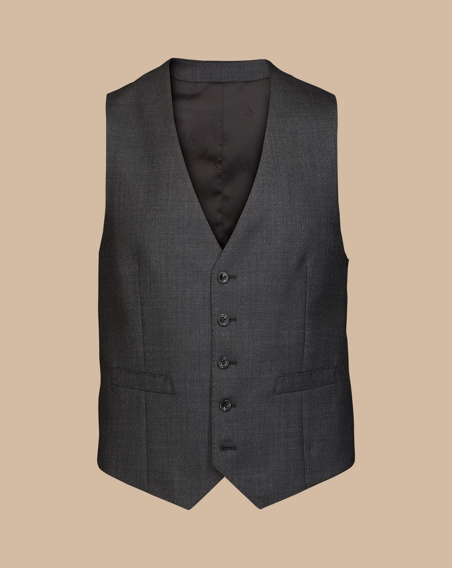 Men's Charles Tyrwhitt Ultimate Performance End-On-End Suit Waistcoat - Charcoal Grey Size w42 Wool
