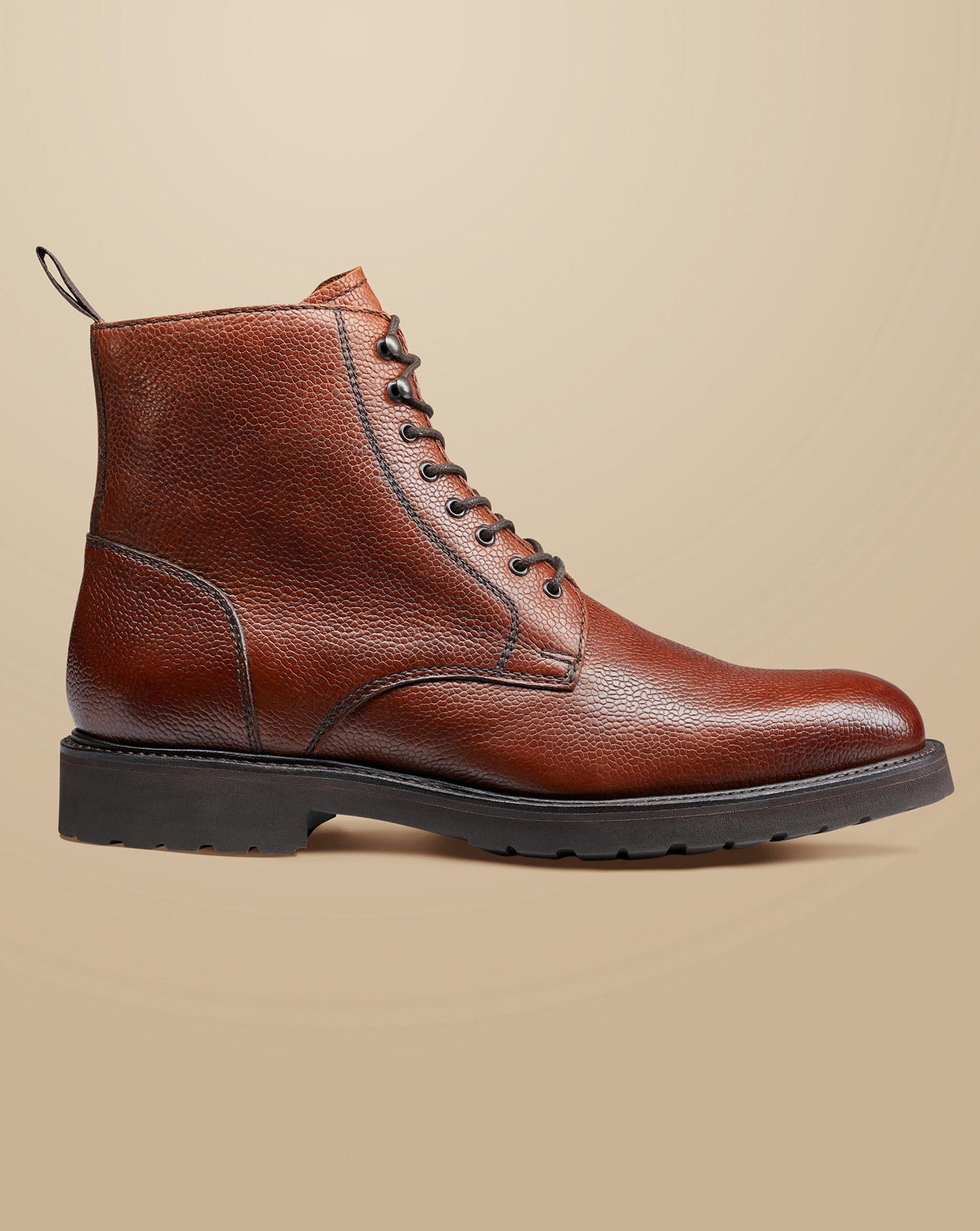 Men's Charles Tyrwhitt Grain Leather Boots - Chestnut Brown Size 11

