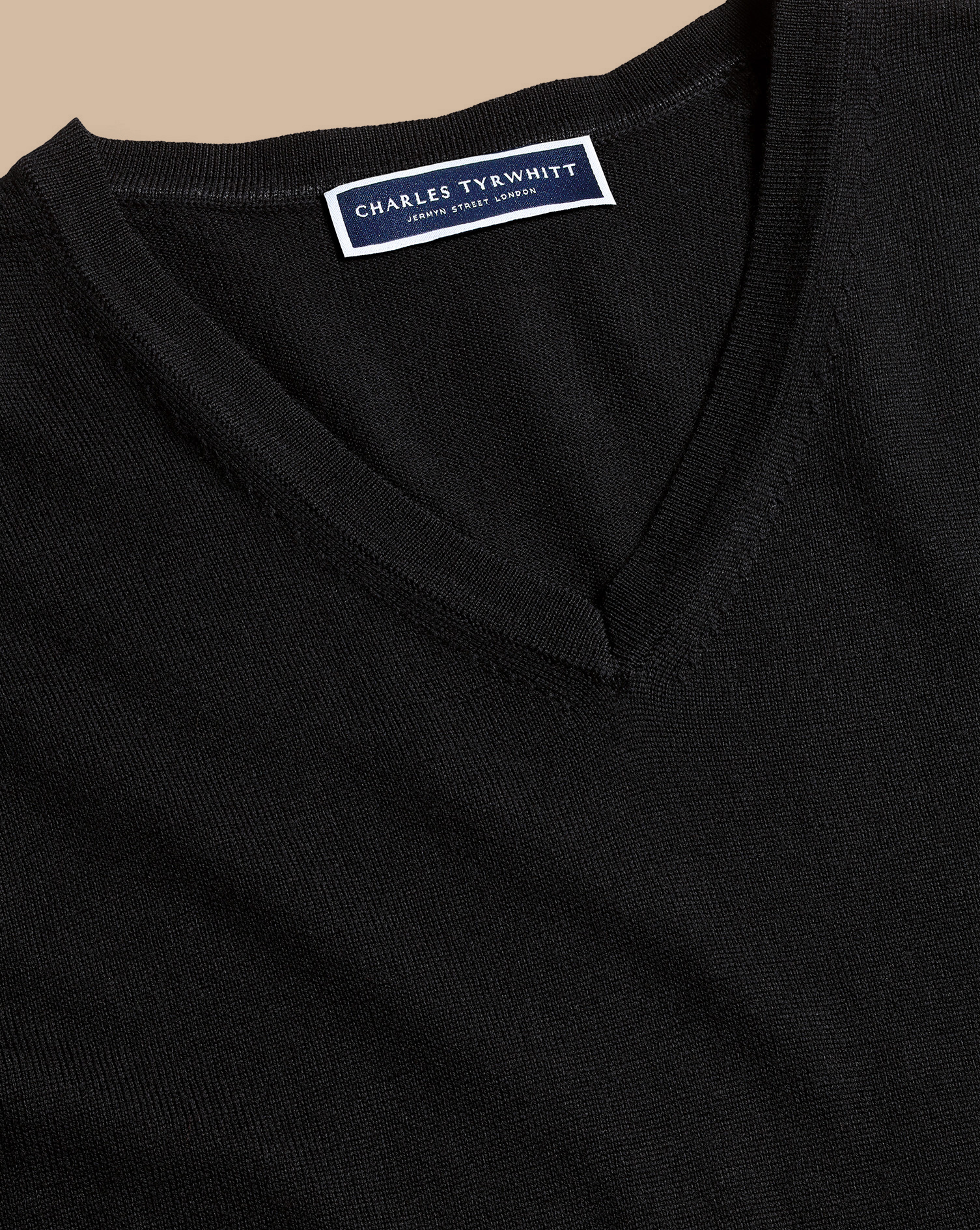 Charles Tyrwhitt Merino V-neck Sweater In Black