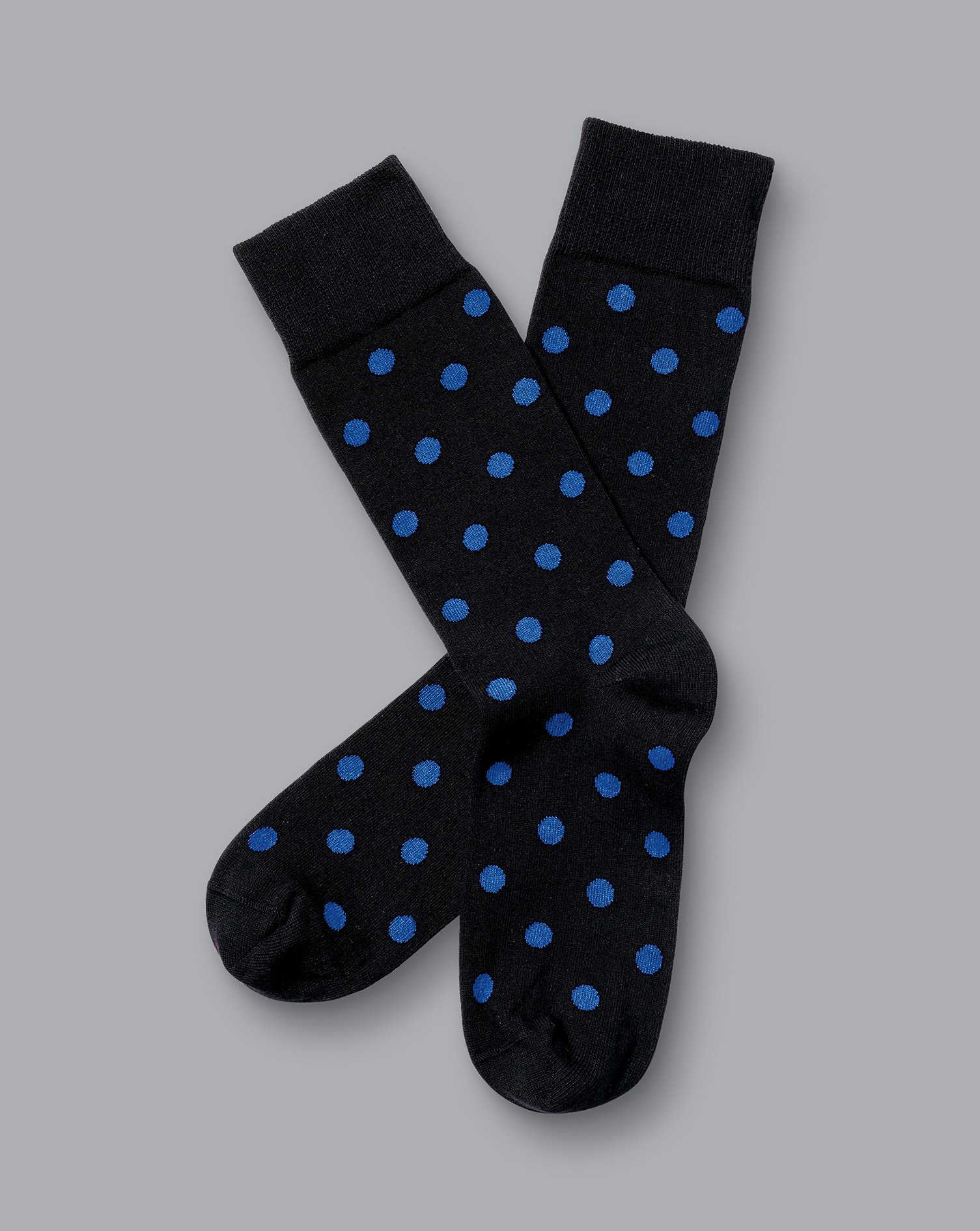 Men's Charles Tyrwhitt Spot Socks - Black & Cobalt Blue Size 10.5-13
