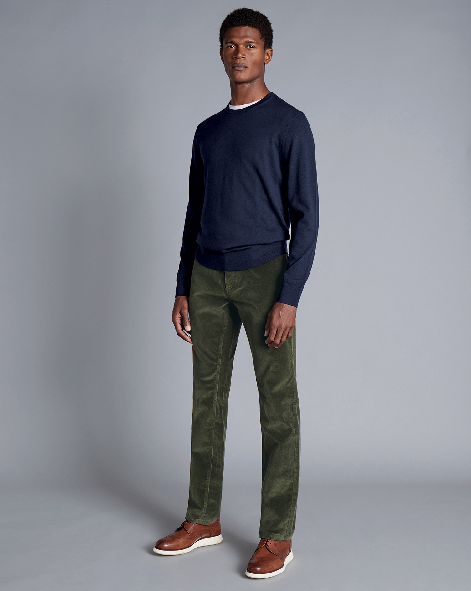 5-Pocket Corduroy Trousers - Olive Green Size W38 L34
