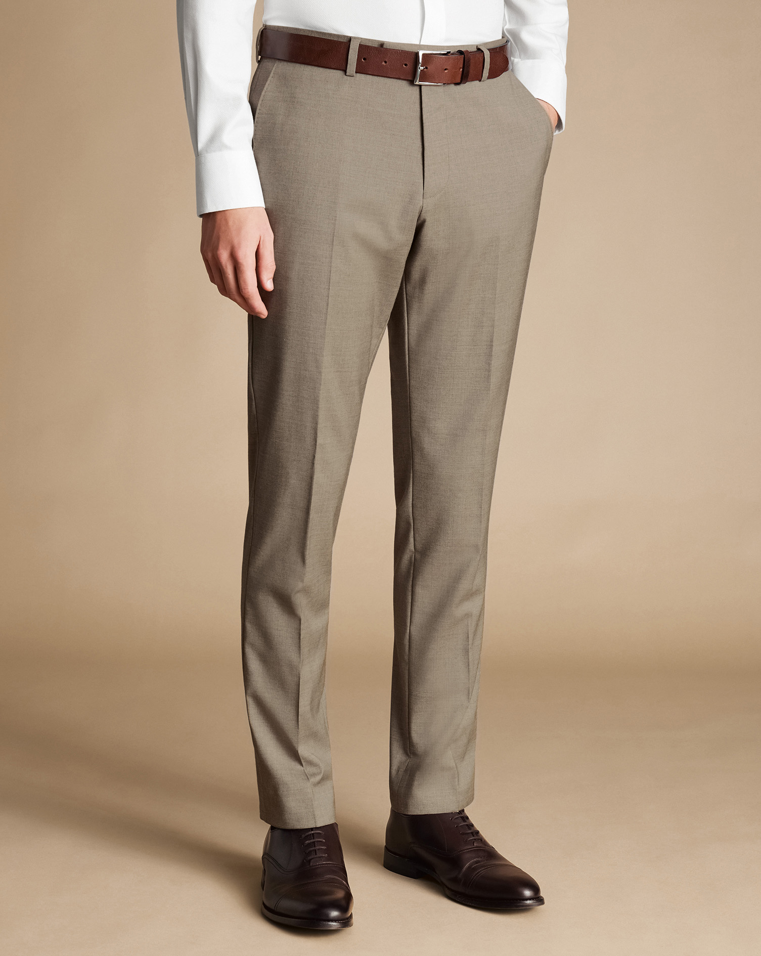 Men's Charles Tyrwhitt Italian Suit Trousers - Mocha Size 38/38
