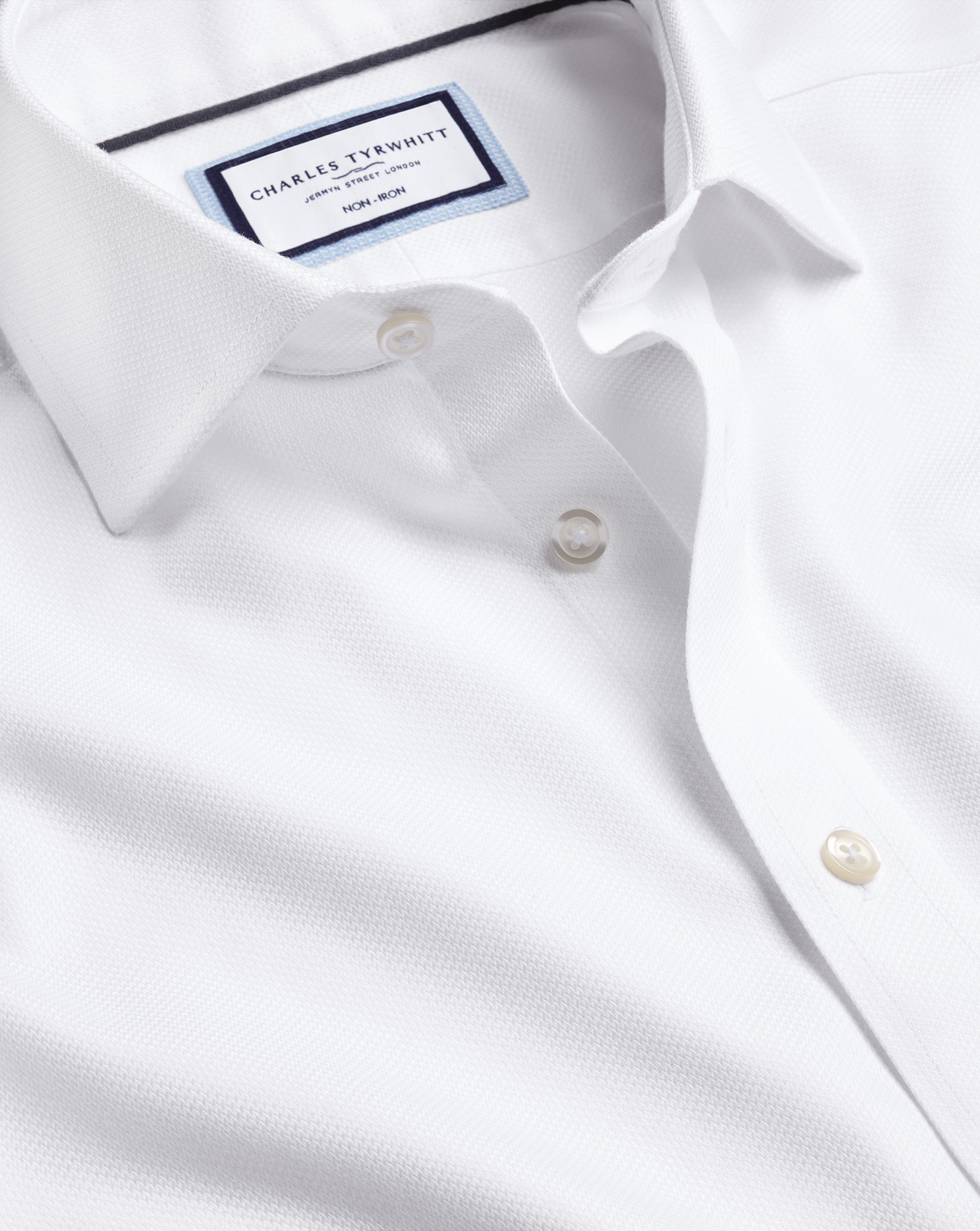 Men's Charles Tyrwhitt Cutaway Collar Non-Iron Mayfair Weave Dress Shirt - White Single Cuff Size XL