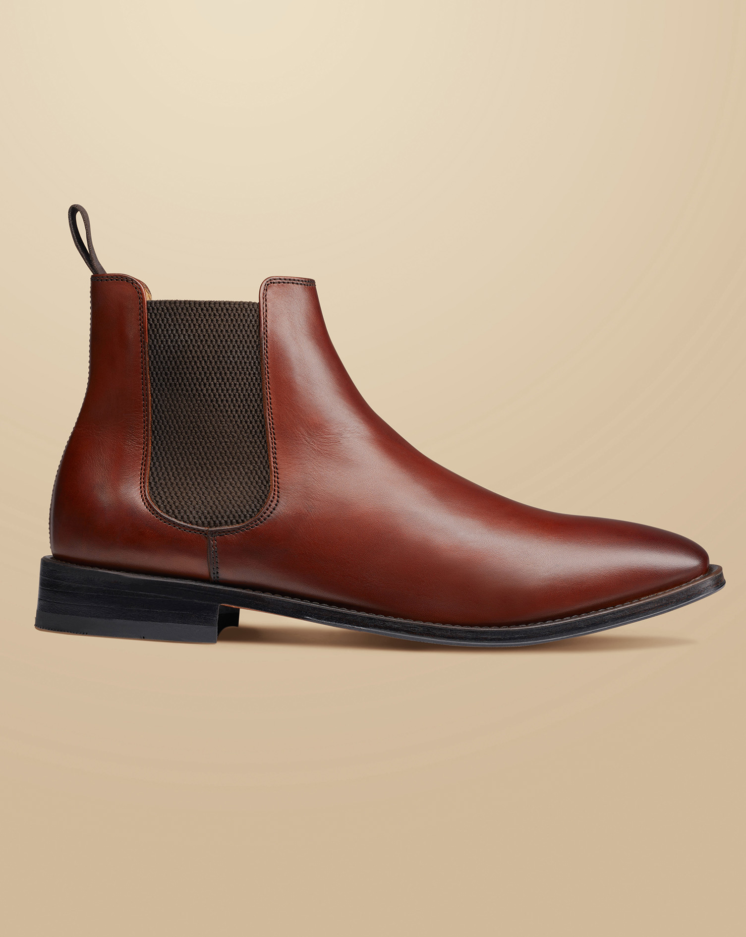 Men's Charles Tyrwhitt Leather Chelsea Boots - Chestnut Brown Size 12
