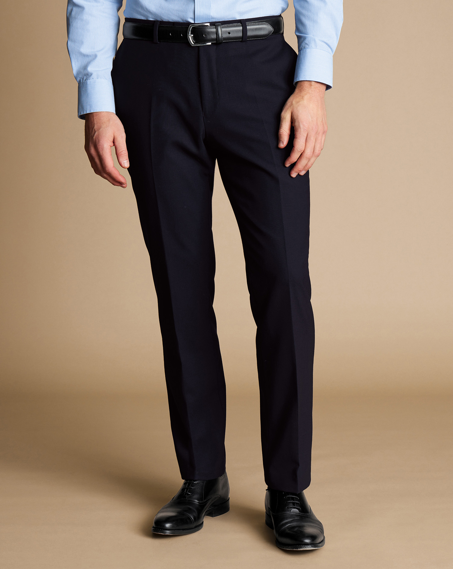 Men's Charles Tyrwhitt Ultimate Performance Suit Trousers - Dark Navy Blue Size 36/34 Wool
