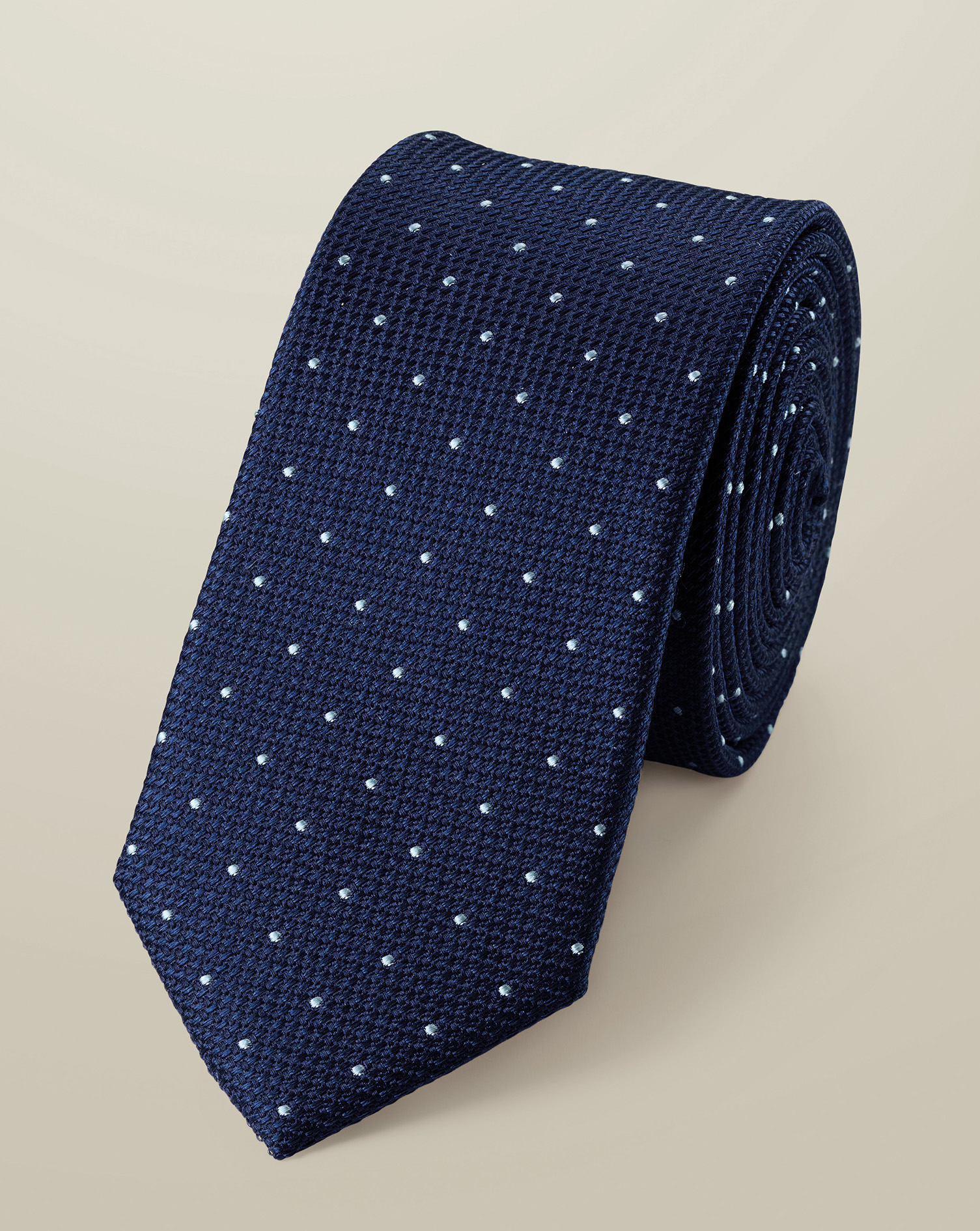 Men's Silk Spot Slim Tie â Petrol Blue & Light by Charles Tyrwhitt