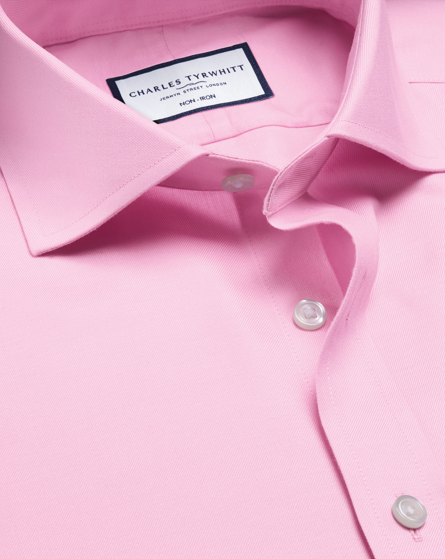 Charles Tyrwhitt Cutaway Collar Non-iron Twill Cotton Dress Shirt In Pink