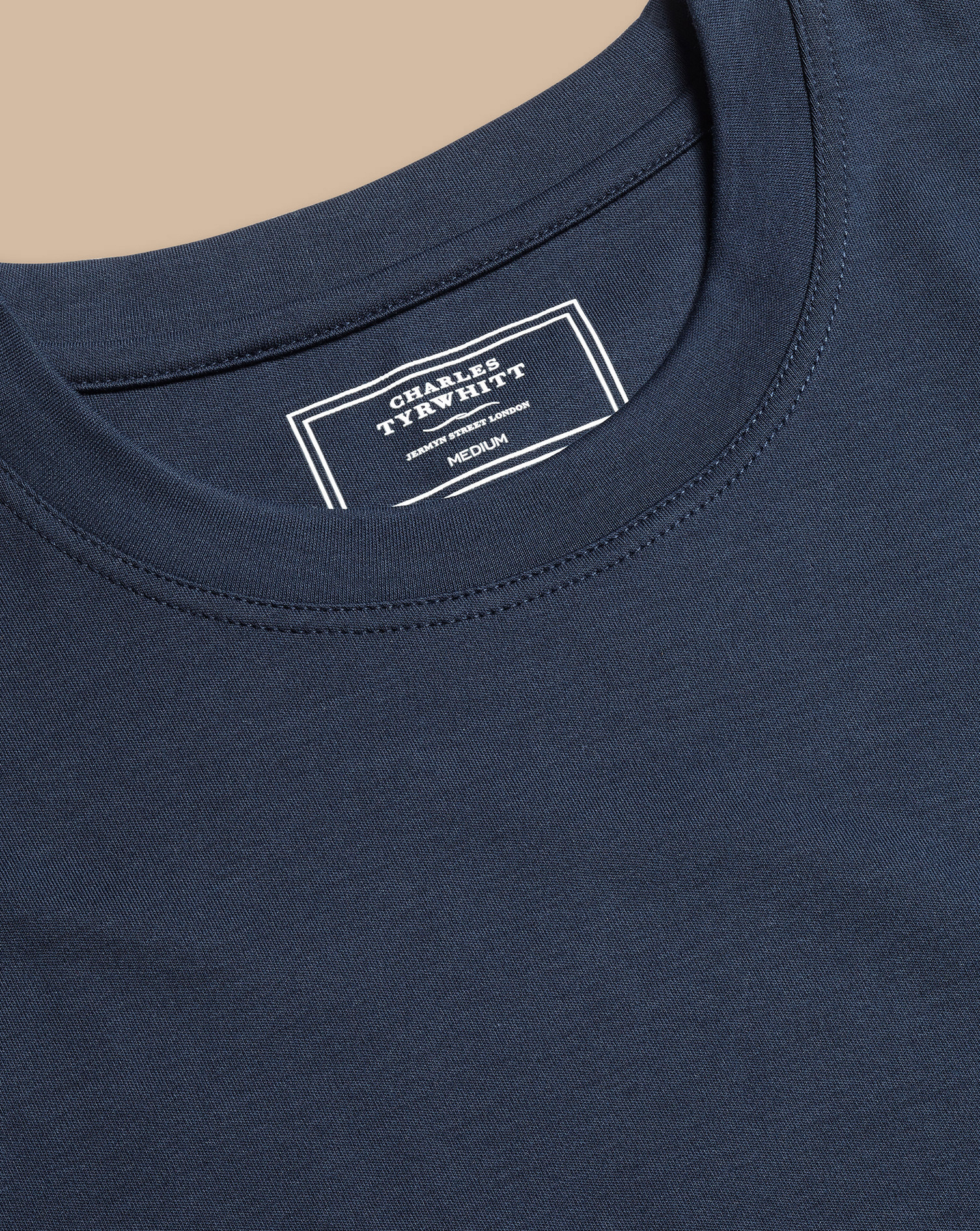 Men's Charles Tyrwhitt T-Shirt - Navy Blue Size Medium Cotton

